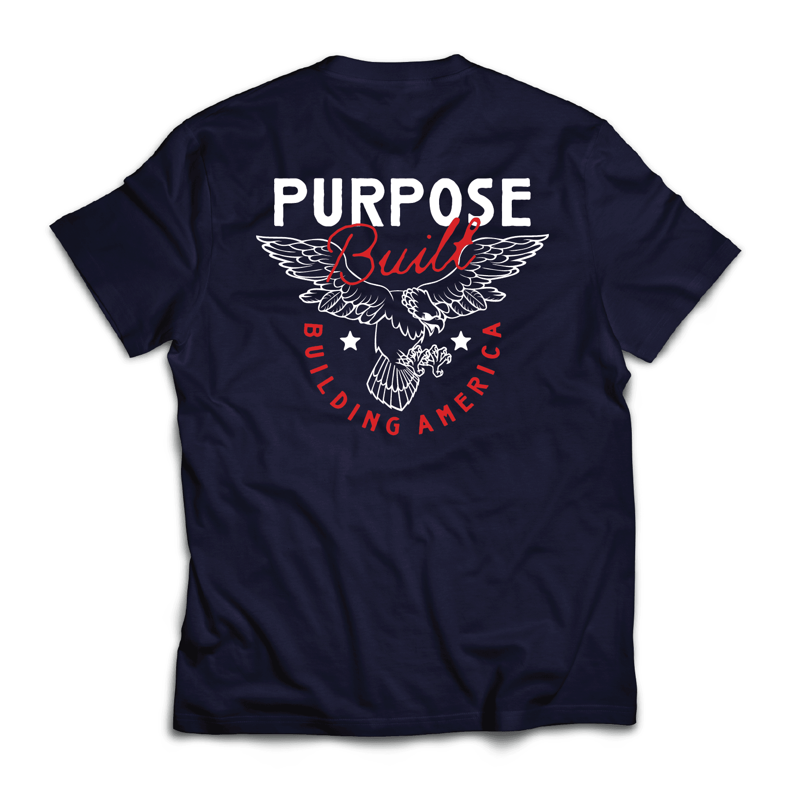 Building America T-Shirt - True Navy - Patriotic American Flag Tee for Men & Women - Comfortable Casual Wear for Everyday, 4th of July & National Holidays