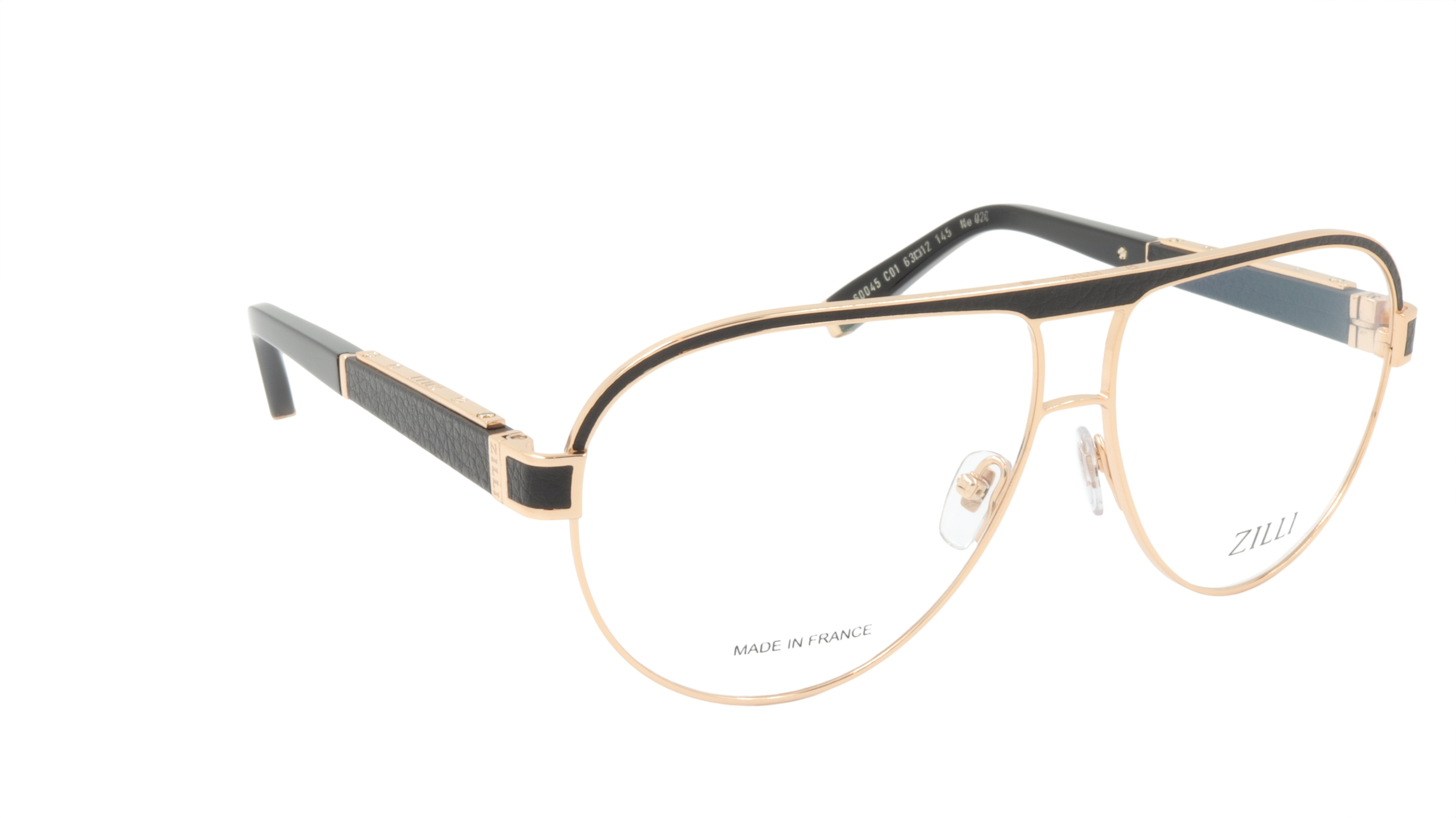 Premium ZILLI Eyeglasses Frame - Lightweight Titanium & Acetate with Leather Temples | Made in France (Model ZI 60045 C01) | Perfect for Business, Reading & Fashion Accessories