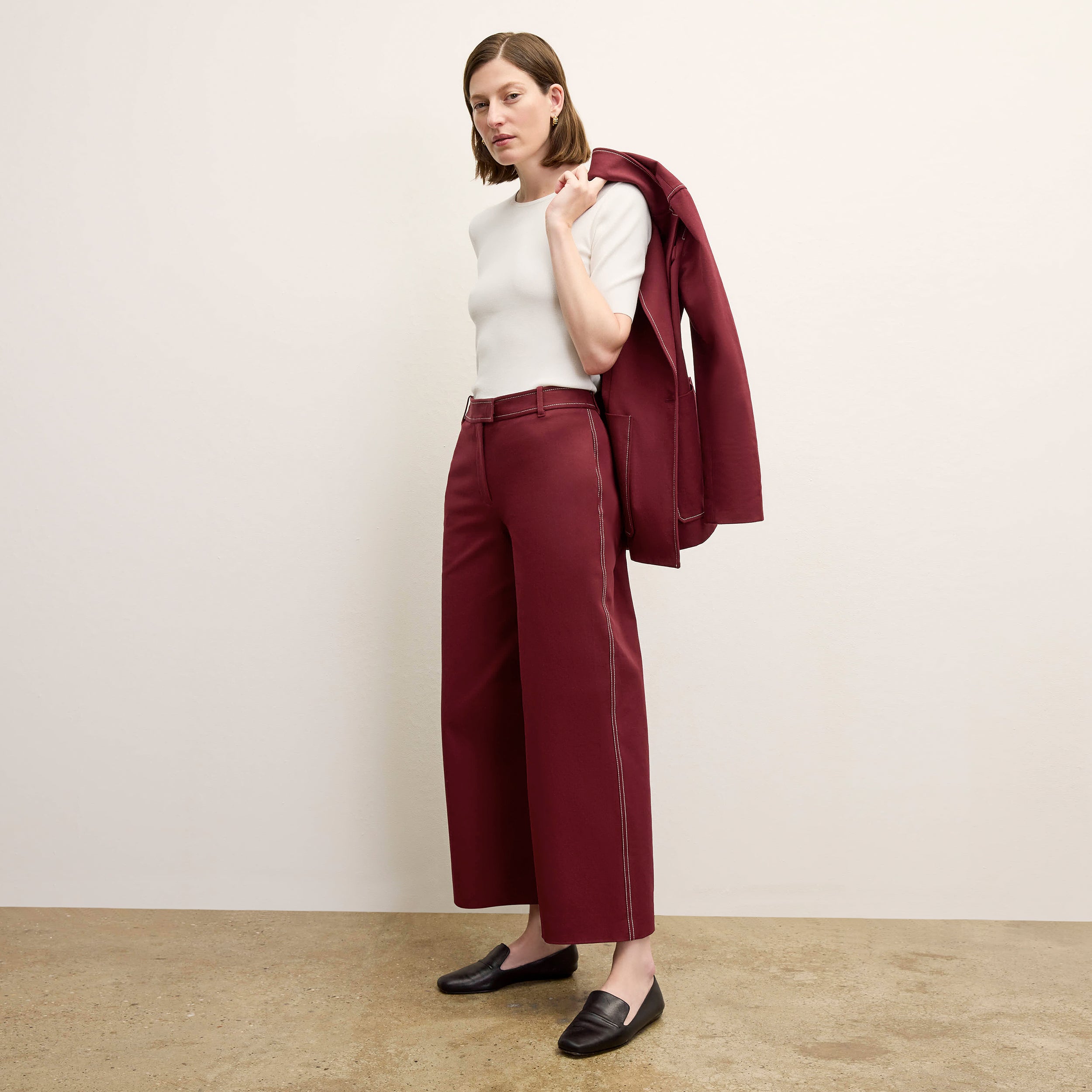 Abby Jean Contrast Stitch Eco-Friendly Denim Jeans - Better Than Regular Denim in Berry Jam Color | Perfect for Casual Wear & Sustainable Fashion