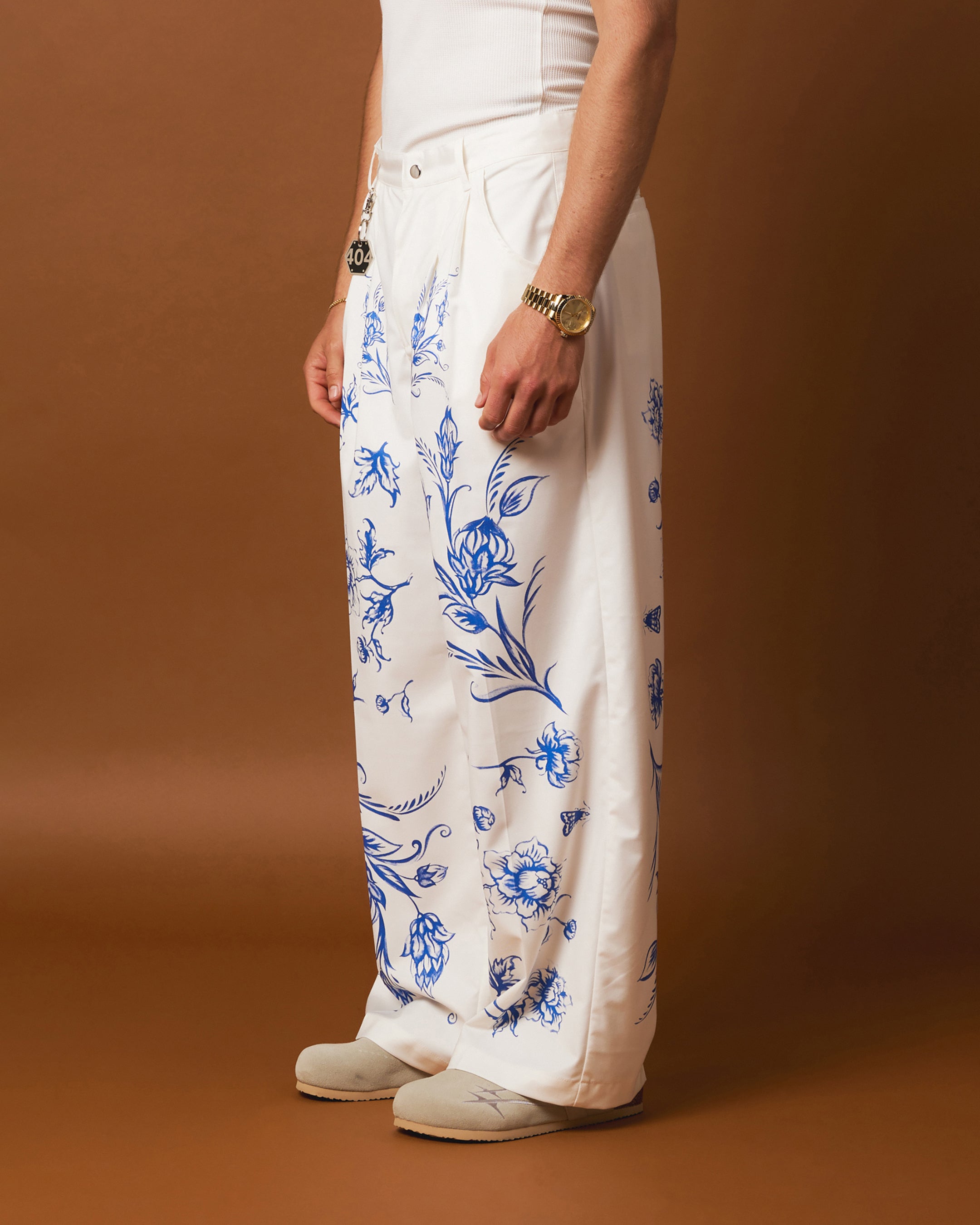 404 Ceramic Flare Pants for Women - High Waisted Wide Leg Trousers in Off White | Boho Chic Vintage Style for Casual Wear, Office & Date Night