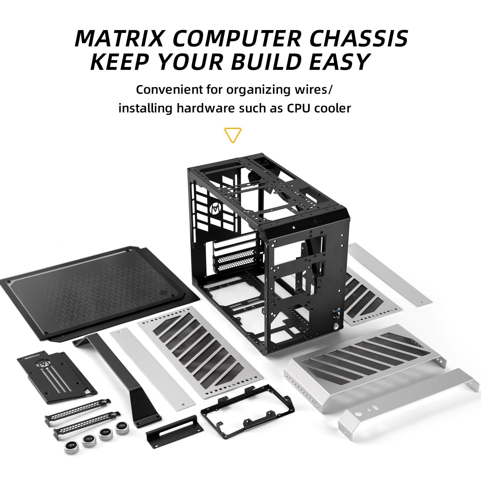 Mechanic Master Cool Cube C28 Compact PC Case - Aluminum & Steel MATX/ITX Chassis with Tempered Glass & Water Cooling Support - Perfect for Small Space Gaming & Home Office Setups (Moonlight Silver)