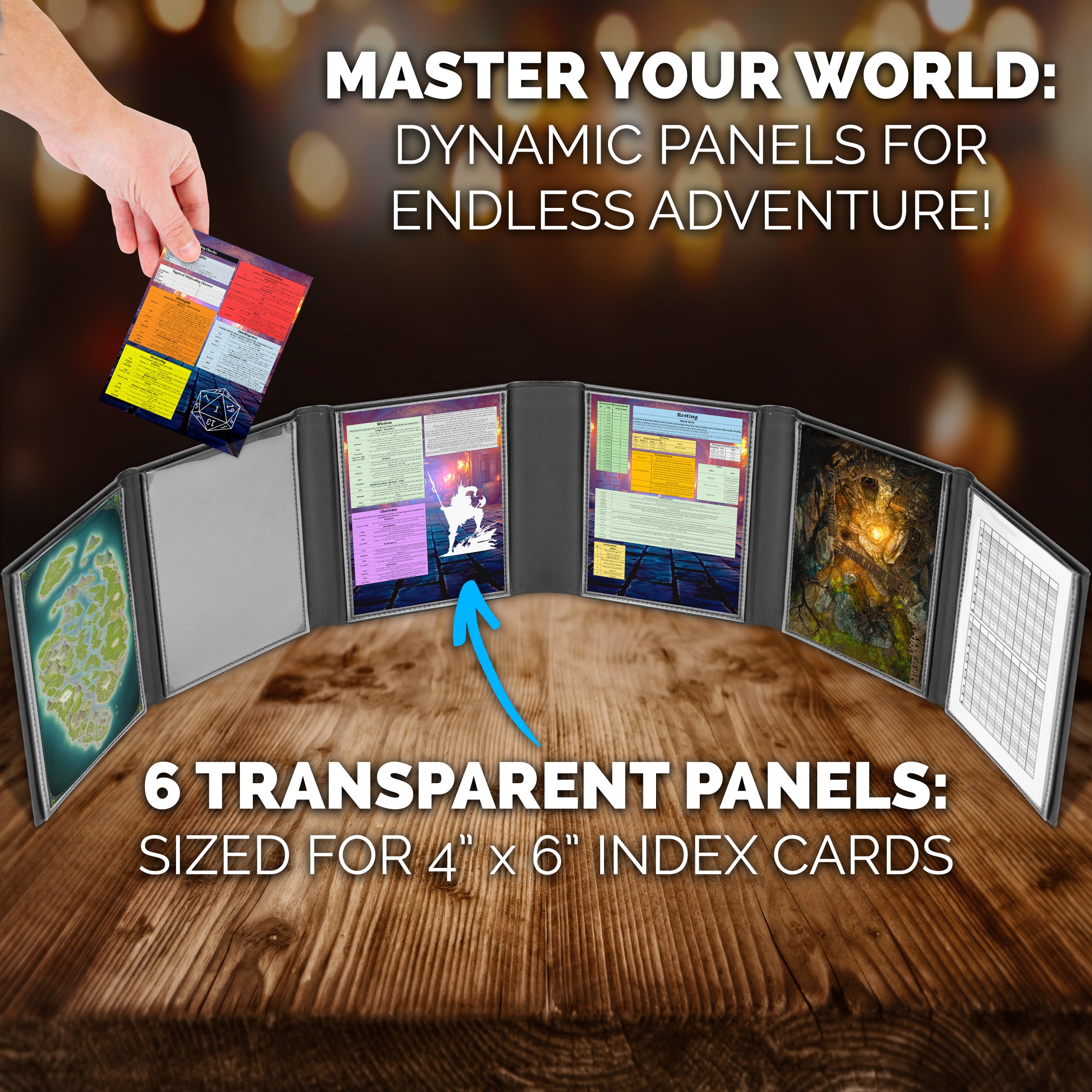 6-Panel Compact DM Screen - Faux Leather Dungeon Master Screen for D&D, RPG & Tabletop Games | Portable Game Master Tool for D&D 5e, Pathfinder & TTRPG Sessions