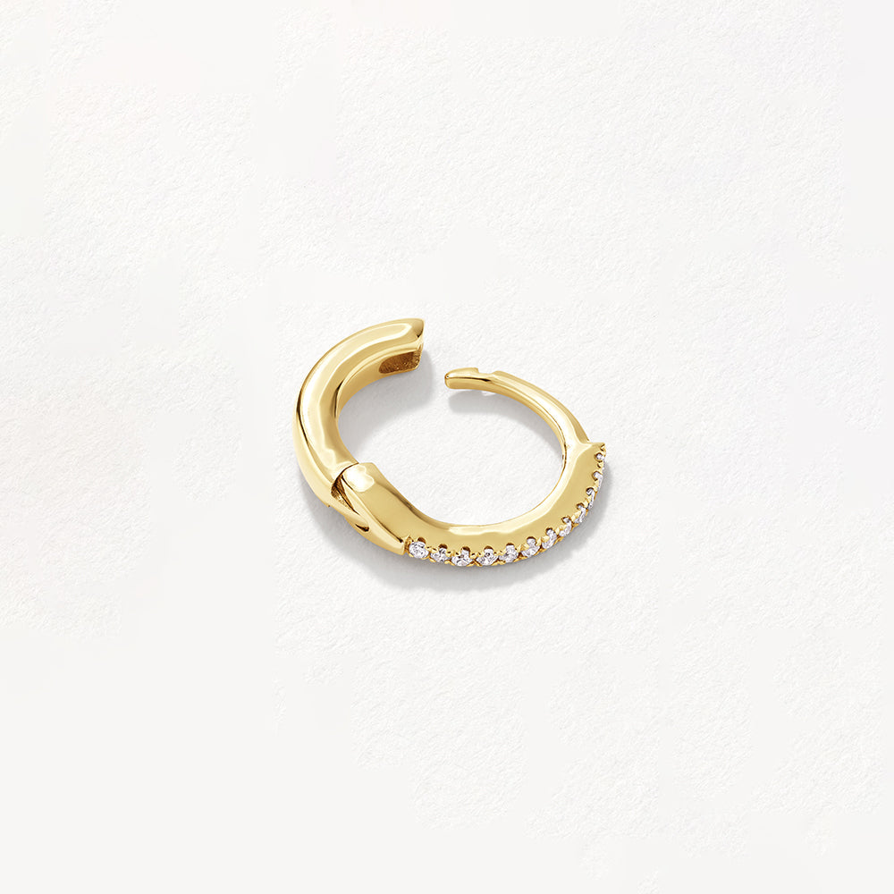 10k Gold Fine Diamond Helix Huggie Single Earring - Elegant Cartilage Hoop for Women, Perfect for Everyday Wear & Special Occasions