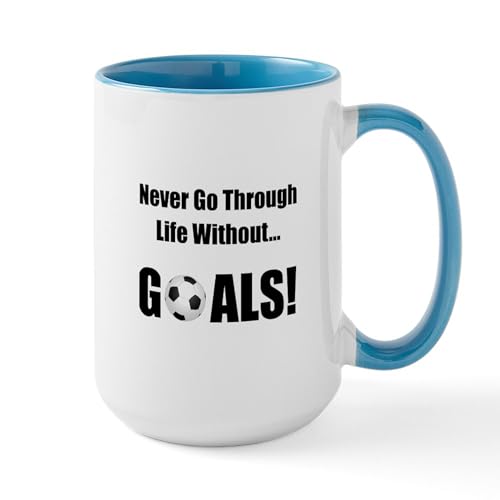 White/Blue Inside - Soccer Goals! Large Mug
