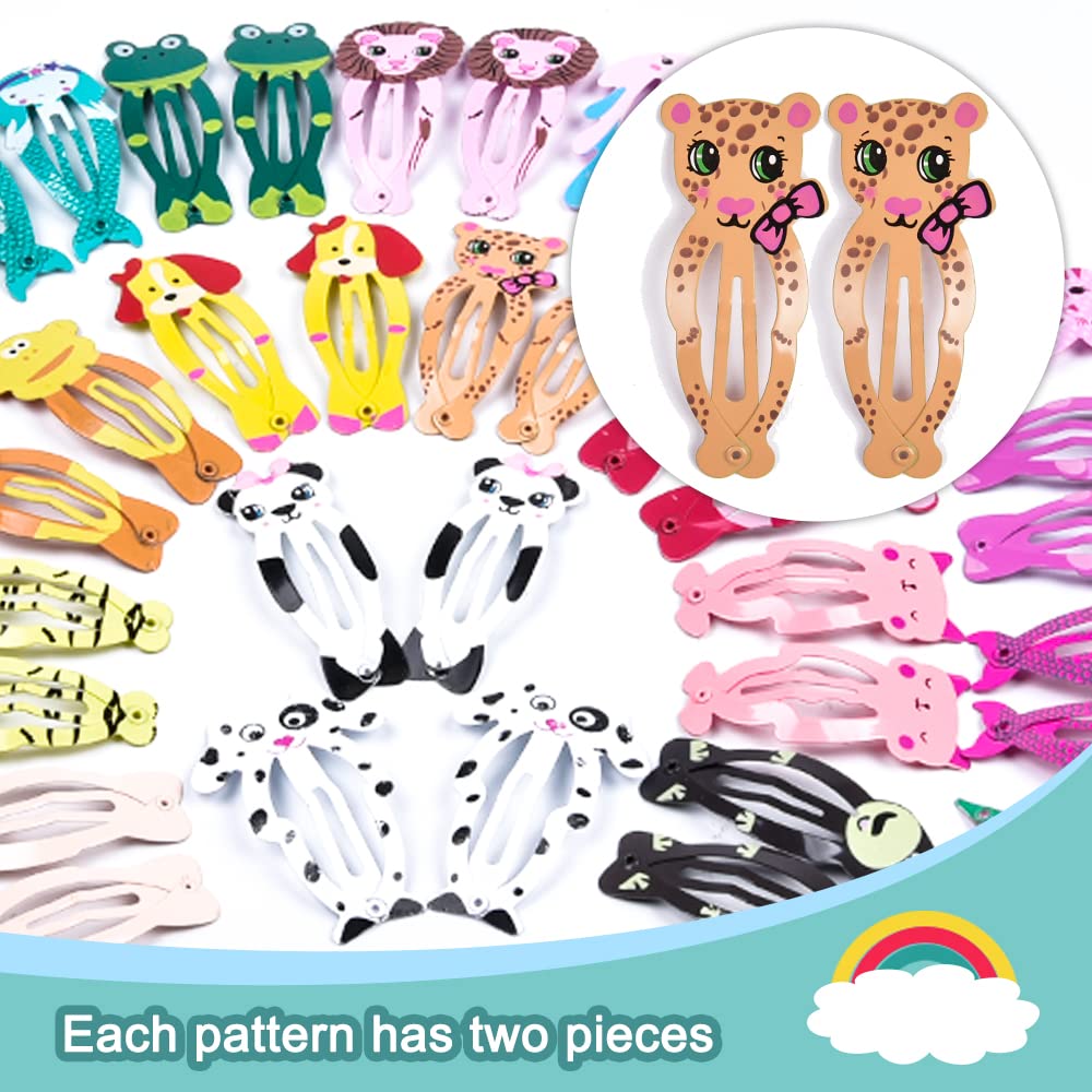 IKOCO 21 Pairs Snap Hair Clips for Girls - Cute Animal & Cartoon Barrettes for Toddlers - Non-Slip Hair Accessories for School, Parties & Daily Styling