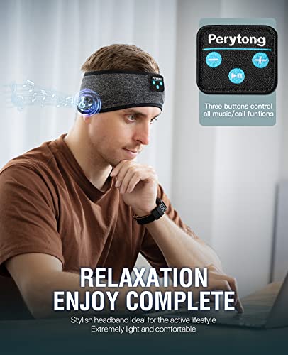 Perytong Wireless Sleep Headphones Bluetooth Headband - Comfortable Sleeping Headphones for Side Sleepers, ASMR Music Headband with Eye Mask - Perfect Tech Gift for Men & Women (Great for Travel, Meditation & Relaxation)