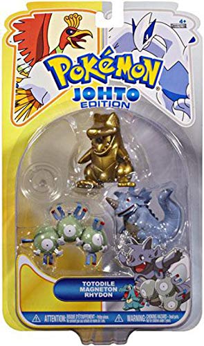 Pokemon HeartGold & SoulSilver Series 16 Basic Figure 3-Pack - Gold Totodile, Mareep & Cyndaquil - Authentic Collectible Figures for Pokemon Fans - Perfect for Display, Gaming Battles & Gift Giving