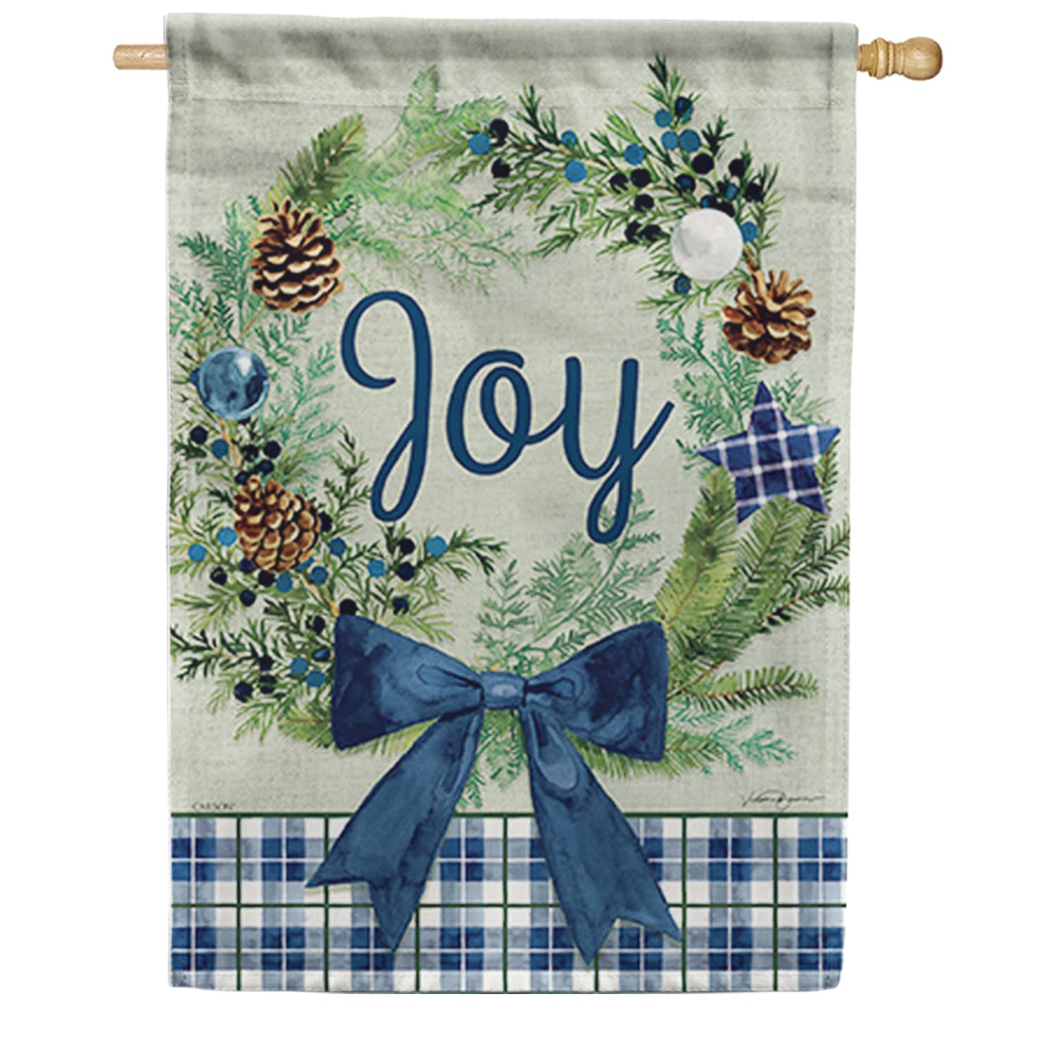 Plaid Joy Carson House Flag - 28x40 Inch Double Sided Outdoor Decor for Yard & Garden