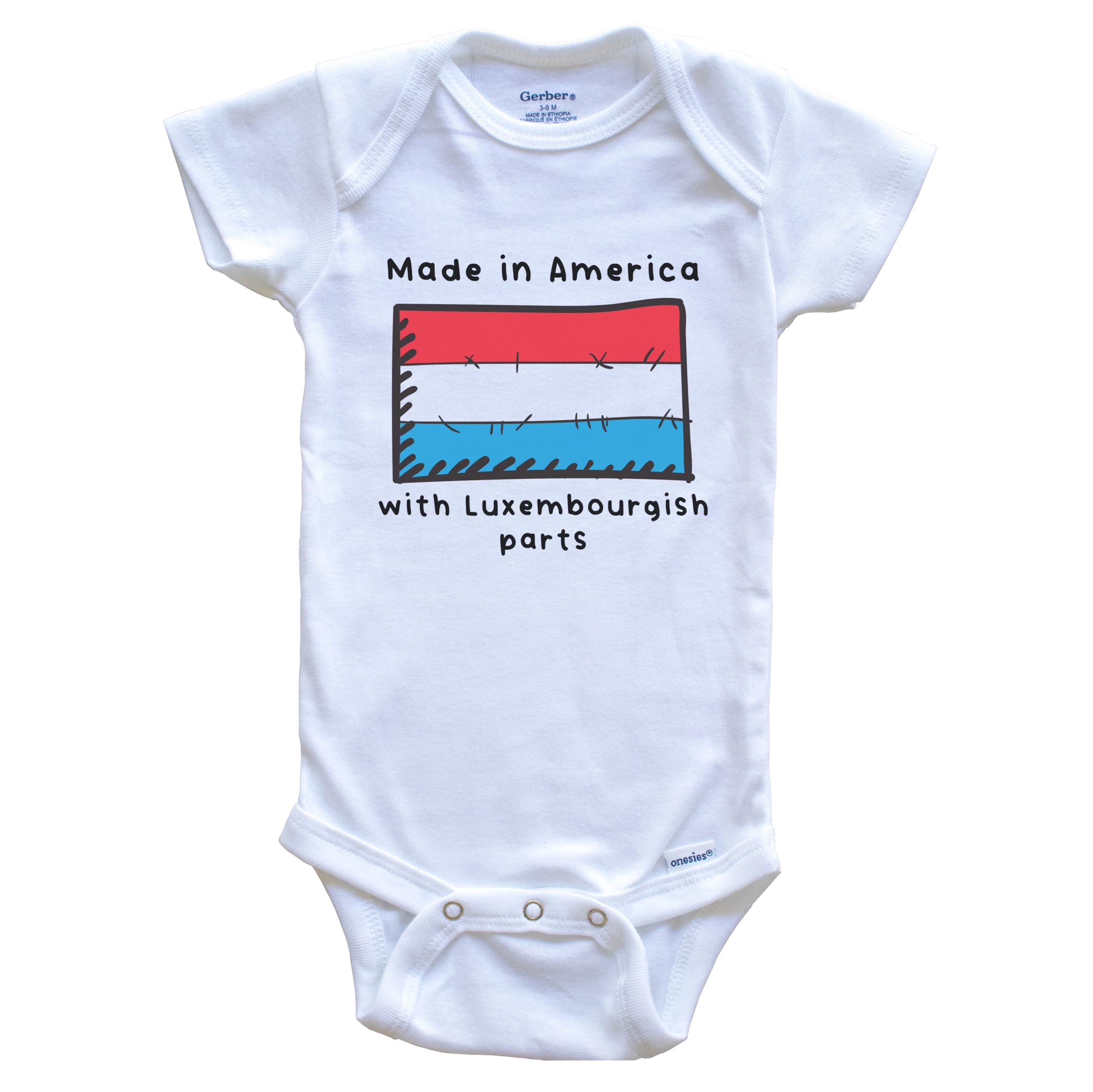 American-Made Luxembourg Flag One-Piece Baby Bodysuit with Luxembourgish Parts - Perfect for National Holidays, Cultural Events & Proud Parent Moments
