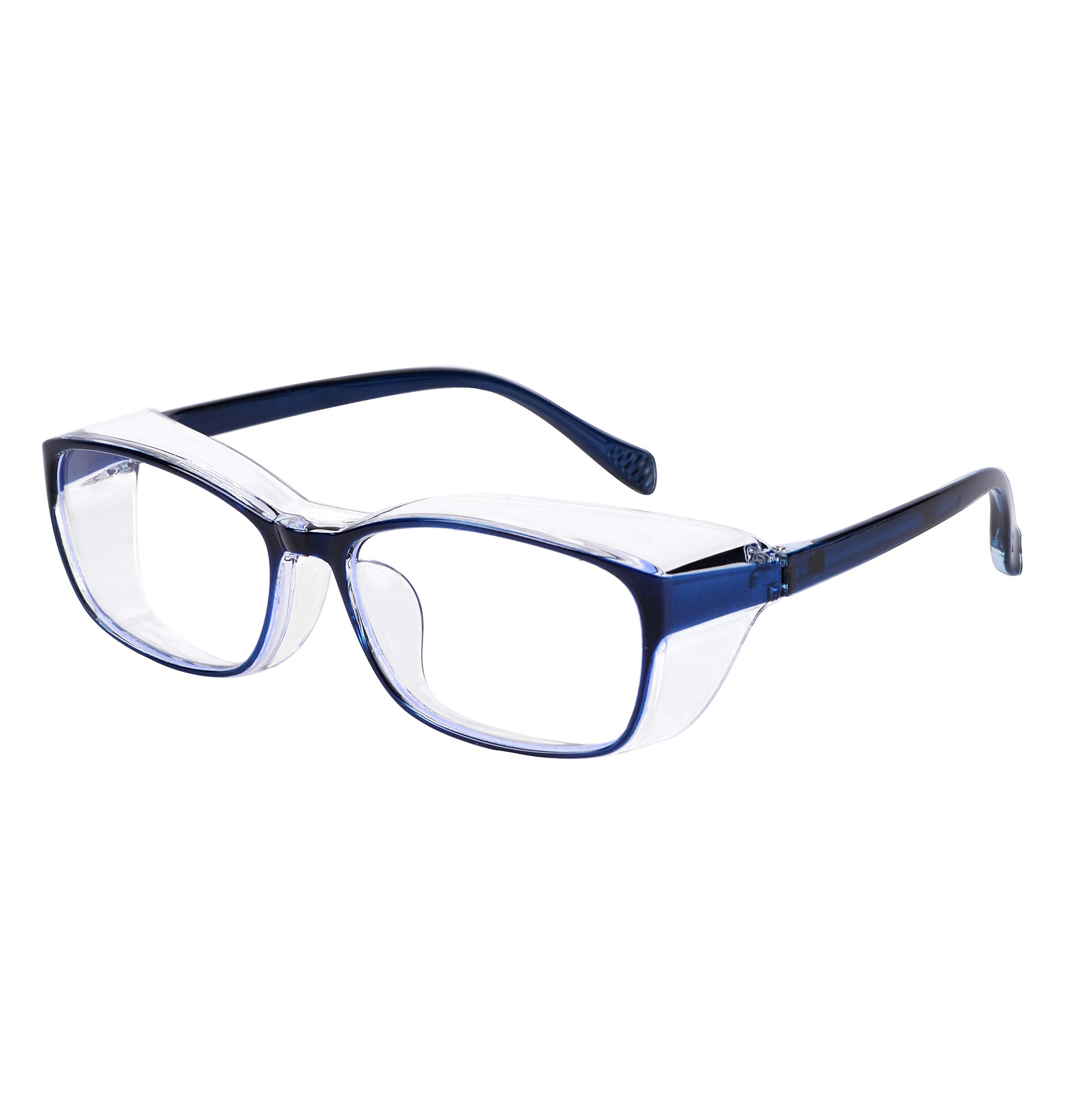 Safety Glasses with Readers 0 to +400 - Blue Light Blocking Reading Glasses for Women & Men - Clear Lens Protective Goggles for Computer Use, DIY Projects & Workplace Eye Protection