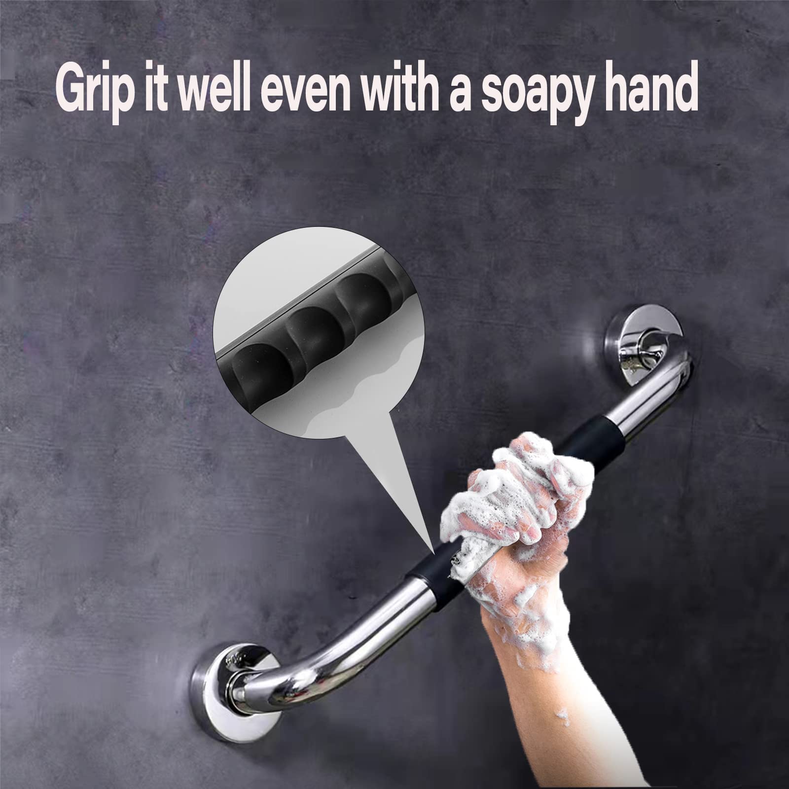 Stainless Steel Bathroom Grab Bars for Elderly Safety - 16 Inch, Non-Slip Shower & Bathtub Handrails