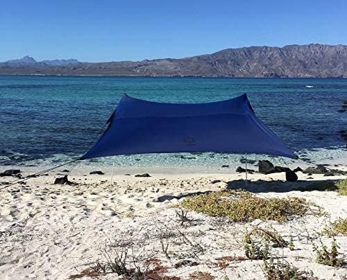 Premium Neso Tents Beach Canopy with Sand Anchors - 7'x7' Portable Sun Shelter, Patented Reinforced Corners (Navy Blue) - Perfect for Beach Days, Camping Trips & Outdoor Adventures