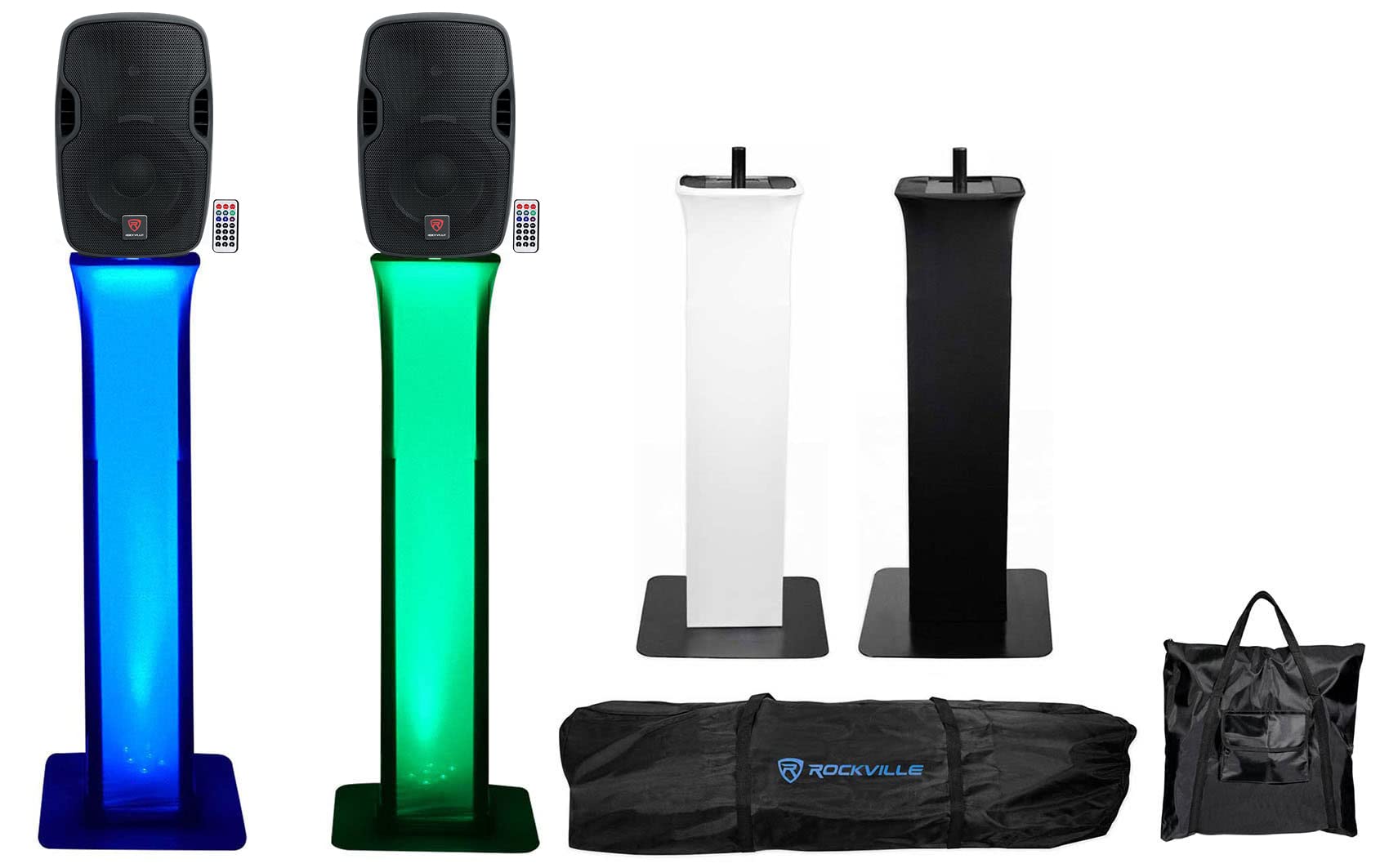 Rockville BPA10 10-Inch 400W Powered DJ Speakers with Bluetooth & Totem Style Stands - Perfect for Parties, Clubs, and Live Events