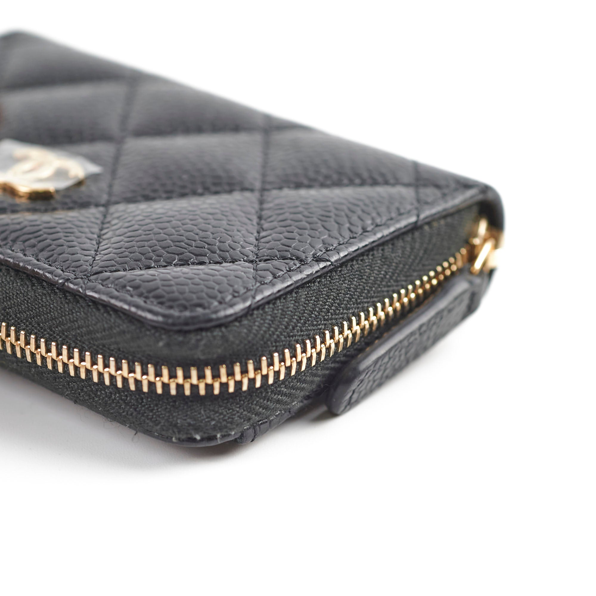 Chanel Caviar Leather Zipper Card Holder Wallet for Women - Black Luxury Compact Wallet for Credit Cards & Cash - Perfect for Everyday Use, Travel & Gifting
