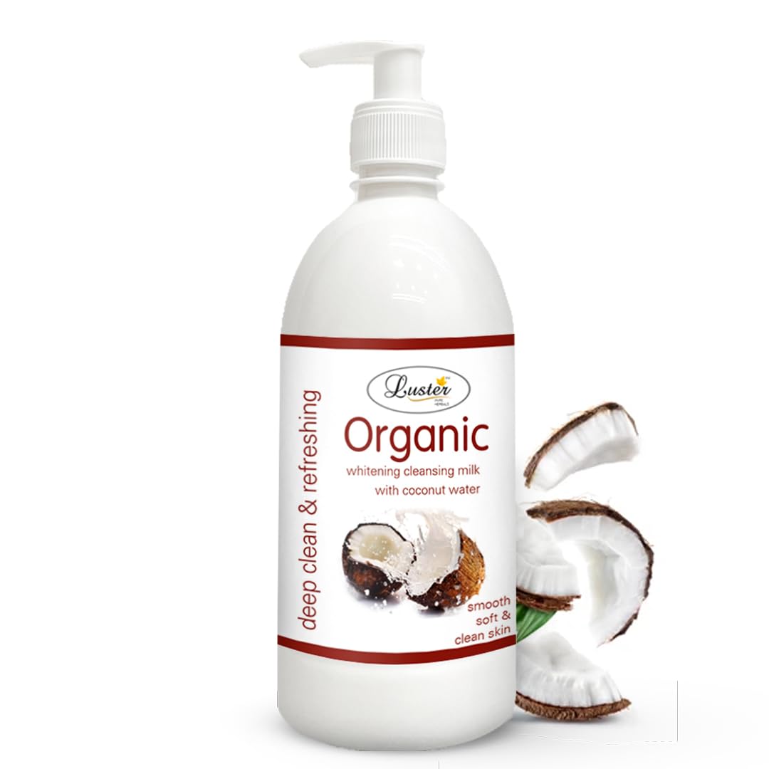 Organic Whitening Coconut Cleansing Milk with Coconut Water - Deep Clean & Refreshing Natural Facial Cleanser for Women - Paraben & Sulfate Free - 500ml | Gentle Daily Skincare for Glowing Complexion