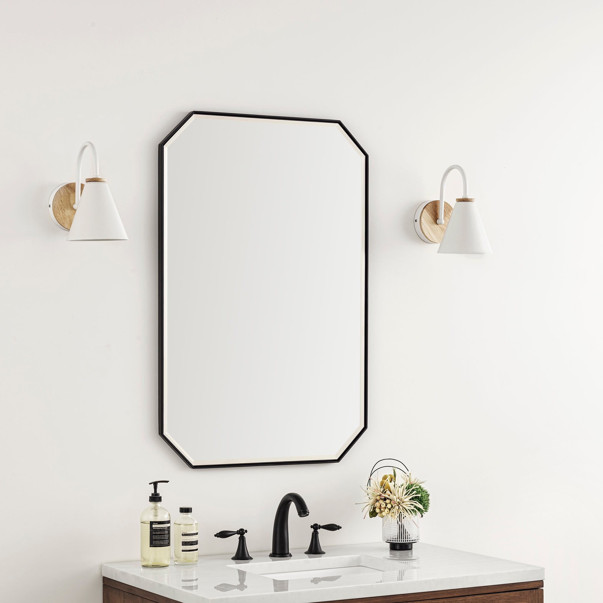 Rohe 24-Inch Matte Black Wall Mirror - Modern Decorative Mirror for Bathroom, Bedroom & Living Room - Perfect for Home Decor and Vanity Use