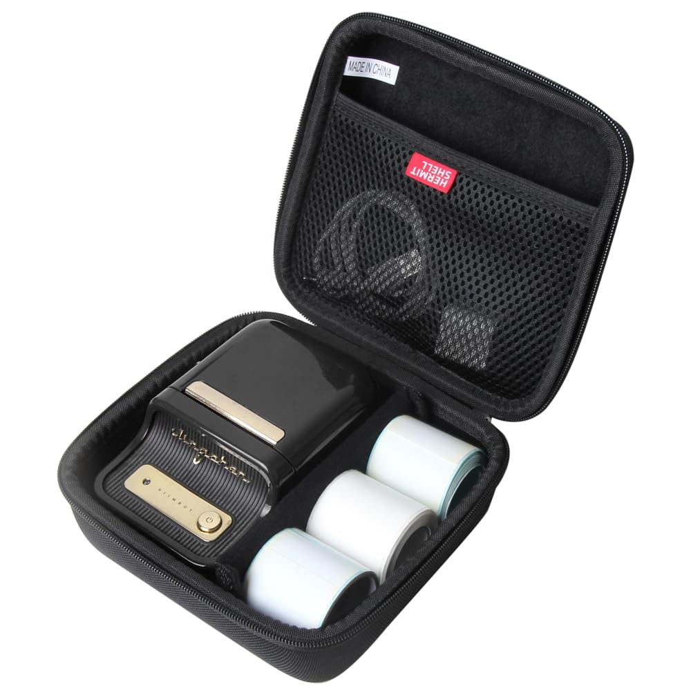 Hermitshell Hard Travel Case for NIIMBOT B21 Inkless Label Maker - Durable Protective Storage Box with Shockproof Design - Perfect for Office, Home & Travel Organization (Black)