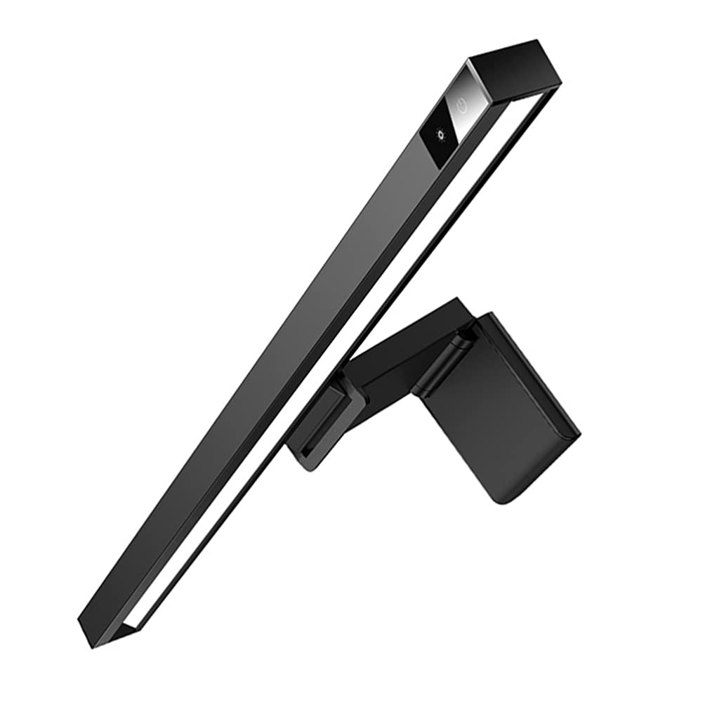 SOLUSTRE Desktop Computer Monitor Lamp - LED Eye-Caring Task Light Bar for PC, Laptop, and E-Reading - Black Office Lamp for Screen Lighting and Workspace Illumination