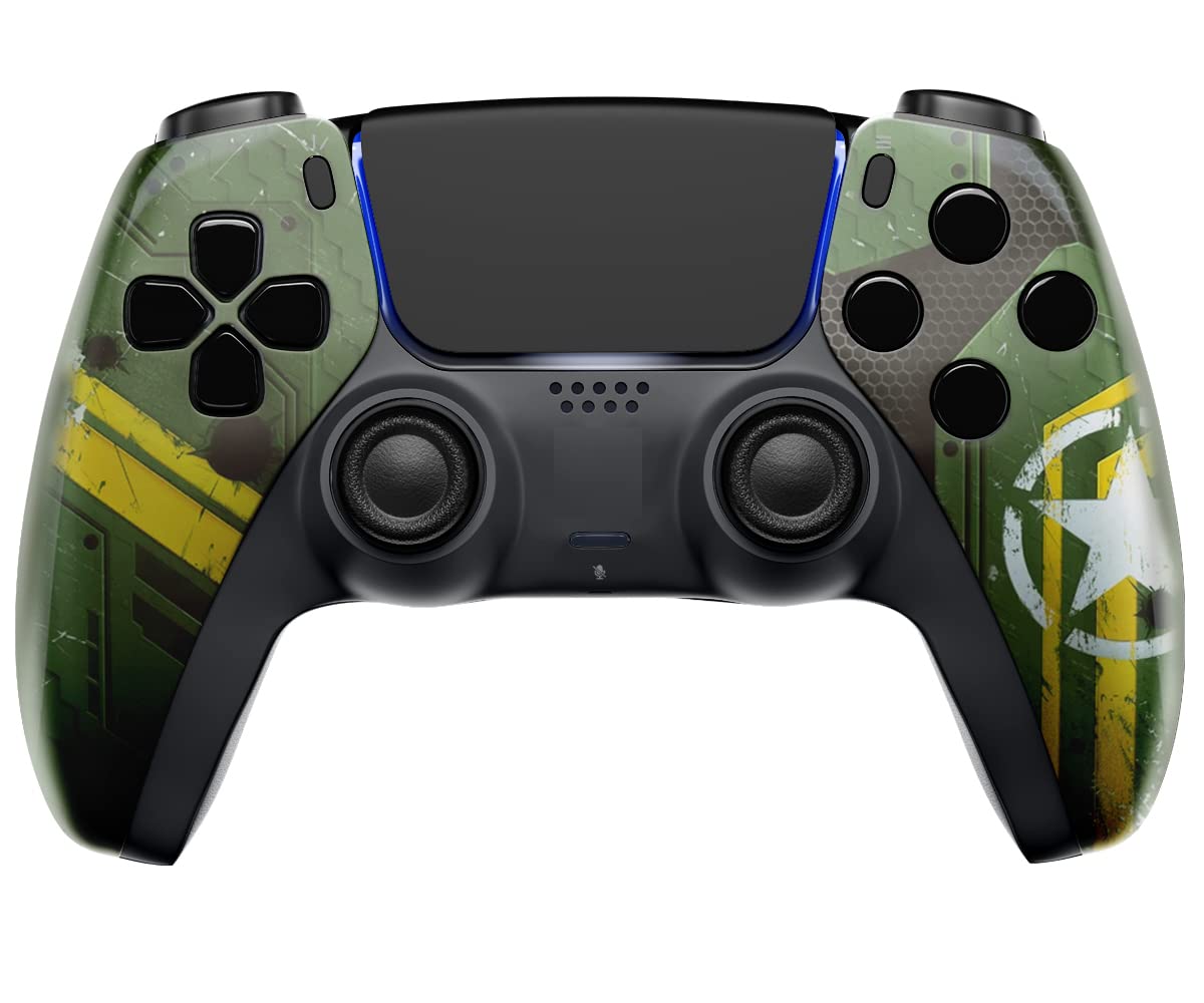MODDEDZONE Wireless PS5 Controller with Exclusive Designs - Compatible with PlayStation 5 & PC Gaming - Premium USA Army Mecha Style - Perfect Christmas Gift for Gamers - Ideal for Competitive Gaming, Casual Play & Streaming