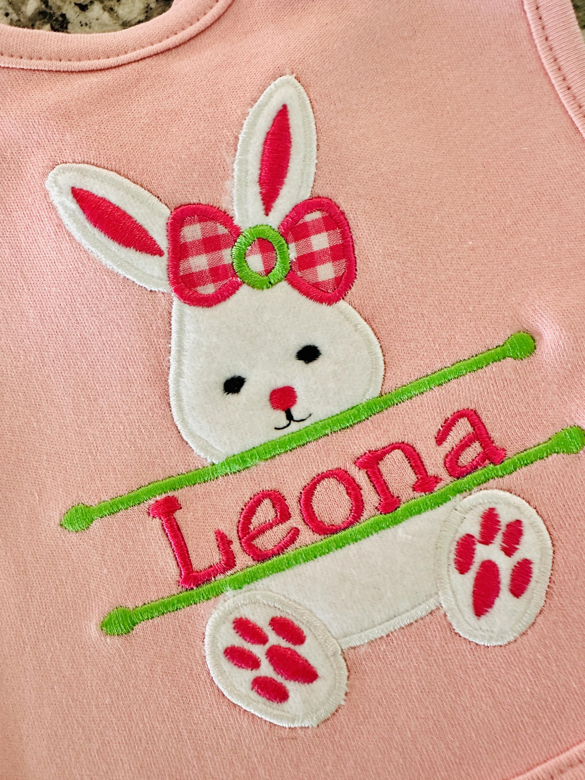 Personalized Easter Bunny Bib for Baby Girl - Custom Name Embroidered - Perfect for Easter Photos, Baby Showers & Holiday Gifts