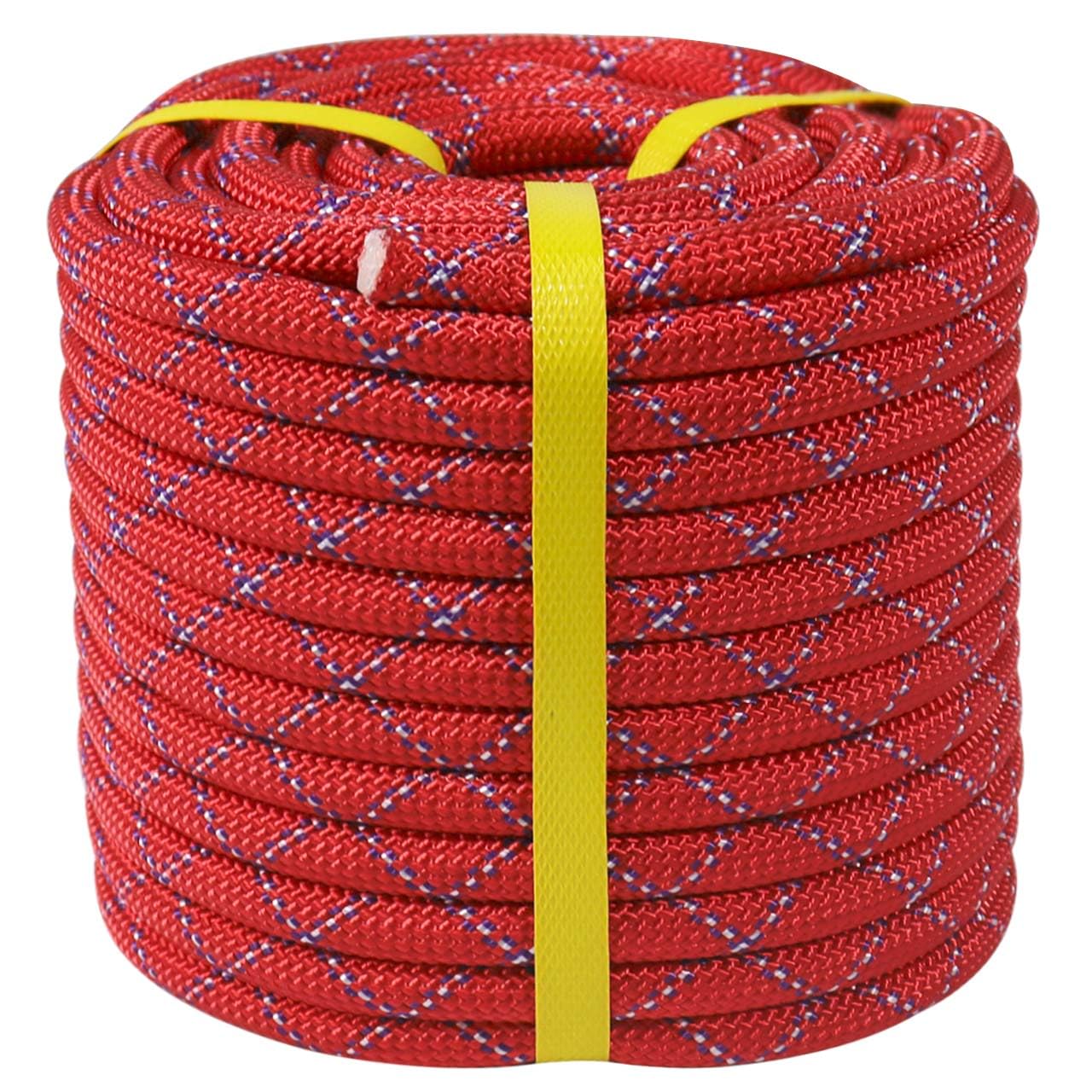 1/2 Inch x 100 Feet Double Braided Arborist Rope - High Strength Polyester Climbing Rope for Tree Work, Halyard, Sailing - Perfect for Arborists, Rock Climbing, Marine Use & Outdoor Adventures (Red)