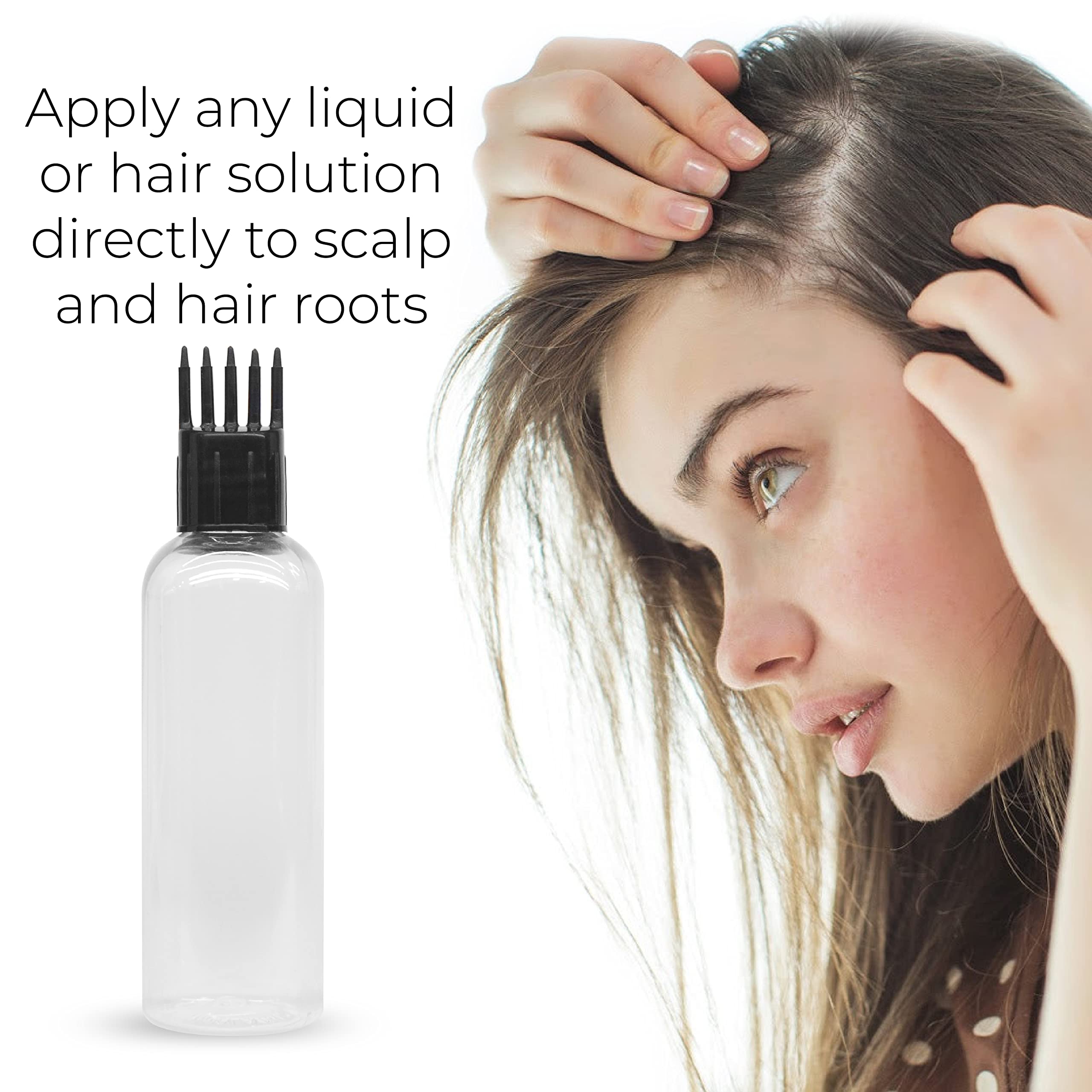 Refillable 100ml Empty Hair Root Comb Applicator Bottle for Hair Oil, Shampoo & Medicine - Pack of 6 | Perfect for Salon, Home Hair Care & Travel Use
