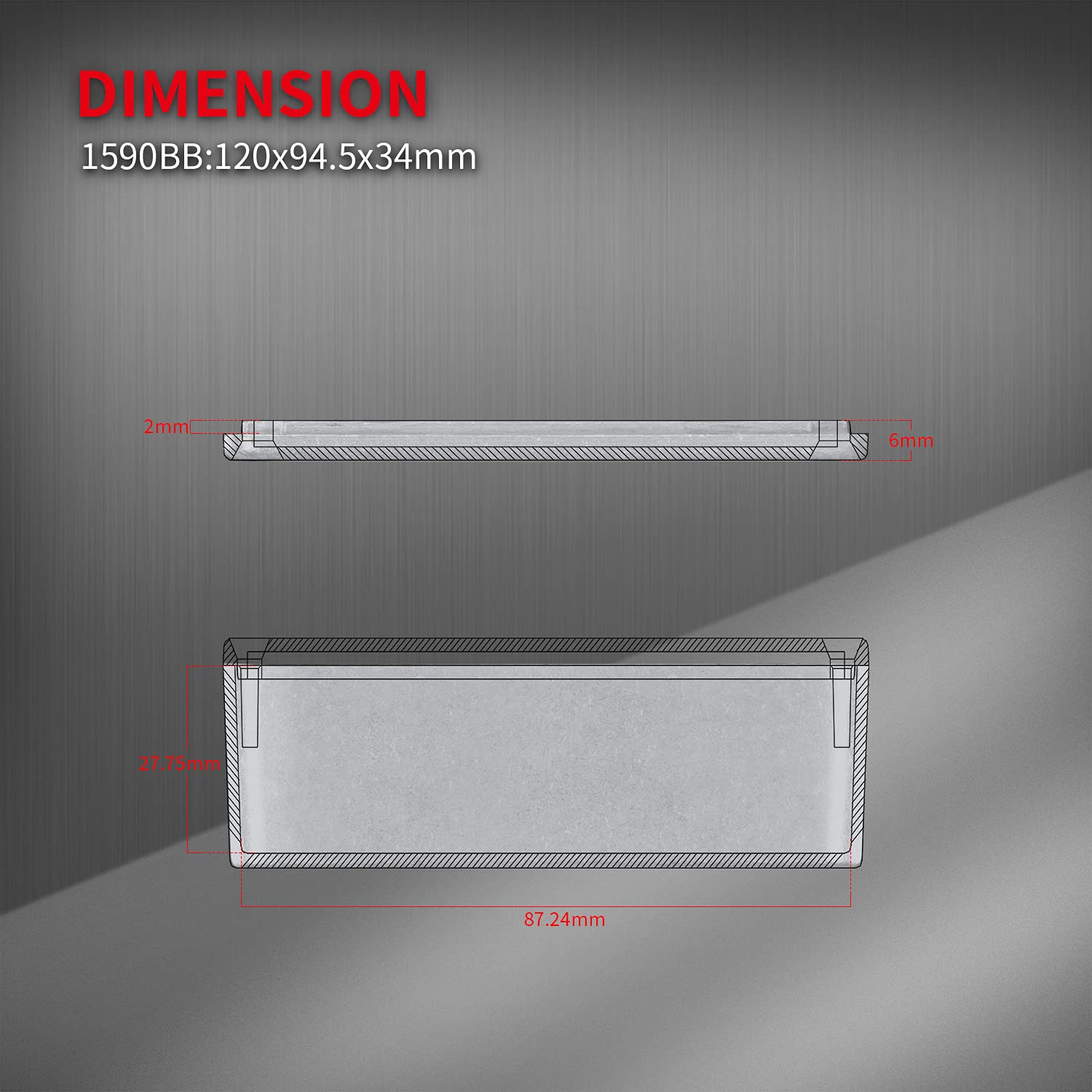 DaierTek 1590BB Aluminum Guitar Pedal Enclosure - Unpainted Metal Stomp Box Case (120x94.5x34mm) for DIY Effects Pedals & Toggle Switch Projects | Perfect for Guitarists & Electronics Hobbyists