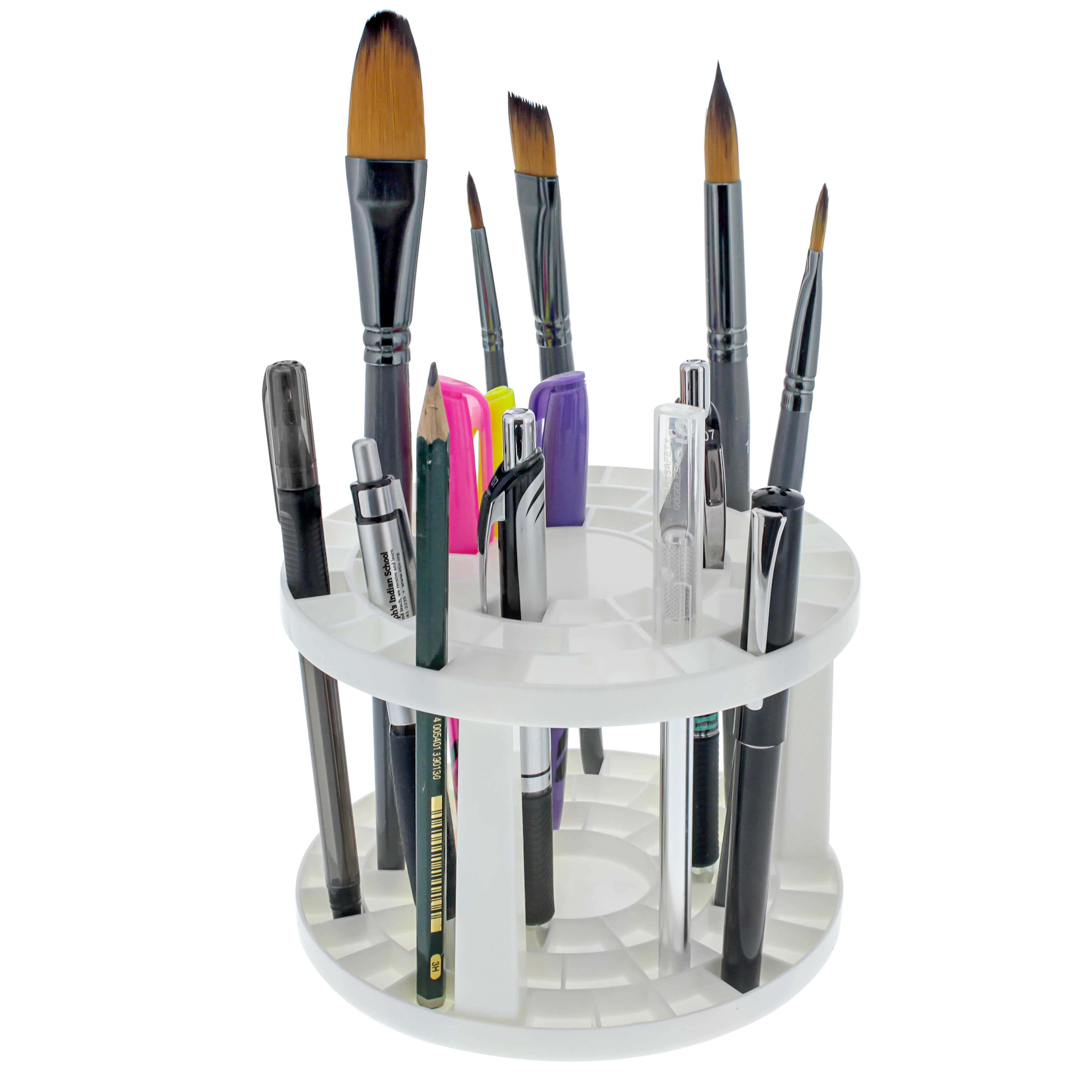 U.S. Art Supply Plastic Artist Round 50 Hole Paint Brush Holder Organizer - Perfect for Paintbrushes, Makeup Brushes, Pens & Markers - Ideal for Art Studios, Makeup Vanities & Craft Rooms