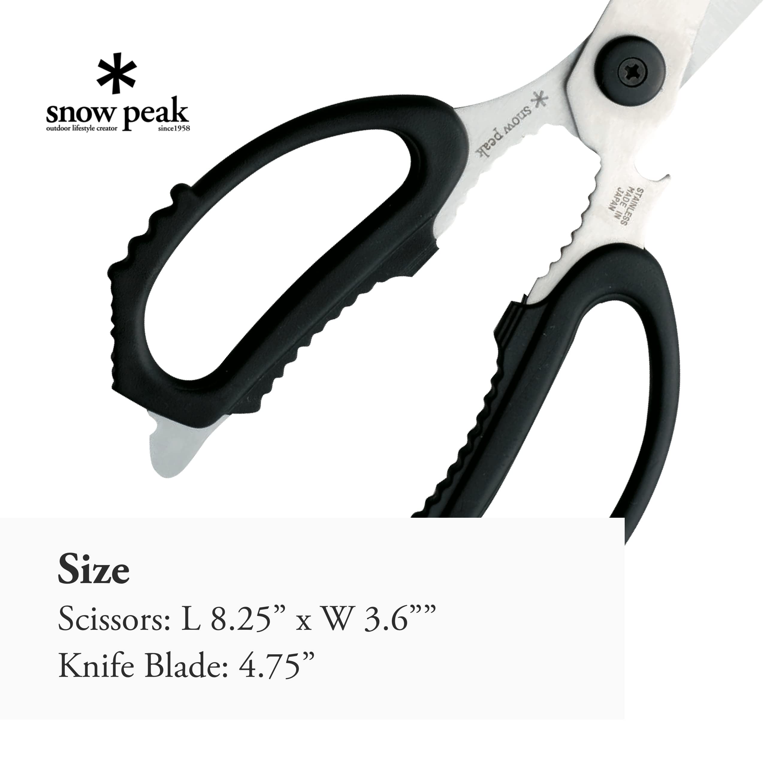Snow Peak Premium Kitchen Scissors Set with Garlic Press, Bottle Opener, Meat Tenderizer & Nut Cracker - Multi-Purpose Cooking Shears for Garlic, Nuts, Bottles & Meat Preparation - Perfect for Home Chefs & Camping Kitchens