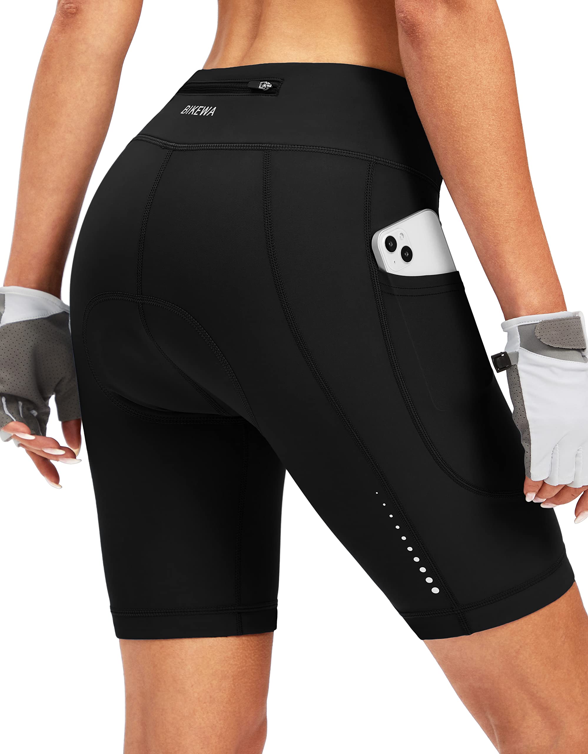 Bikewa Women's 4D Padded Cycling Shorts with Zipper Pockets - Breathable Bike Shorts for Road Biking, Mountain Cycling & Indoor Training - Perfect for Long Distance Rides & Spin Classes