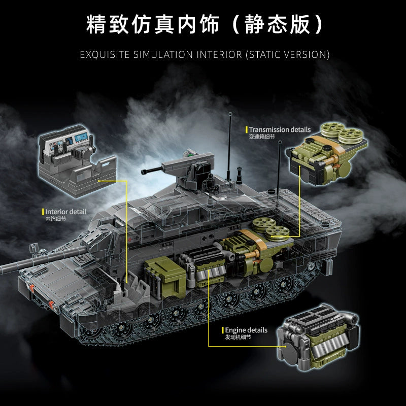 2252-Piece 12GO 96002 Enhanced Main Battle Tank Building Set - Military Model Kit for Collectors & Hobbyists - Perfect for Display, Gifts & Creative Play