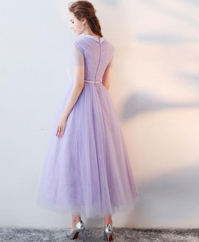 Elegant Purple High Neck Tulle Lace Prom Dress for Women - Homecoming Ball Gown with Long Sleeves - Perfect for Formal Dances, Evening Parties, and Special Occasions