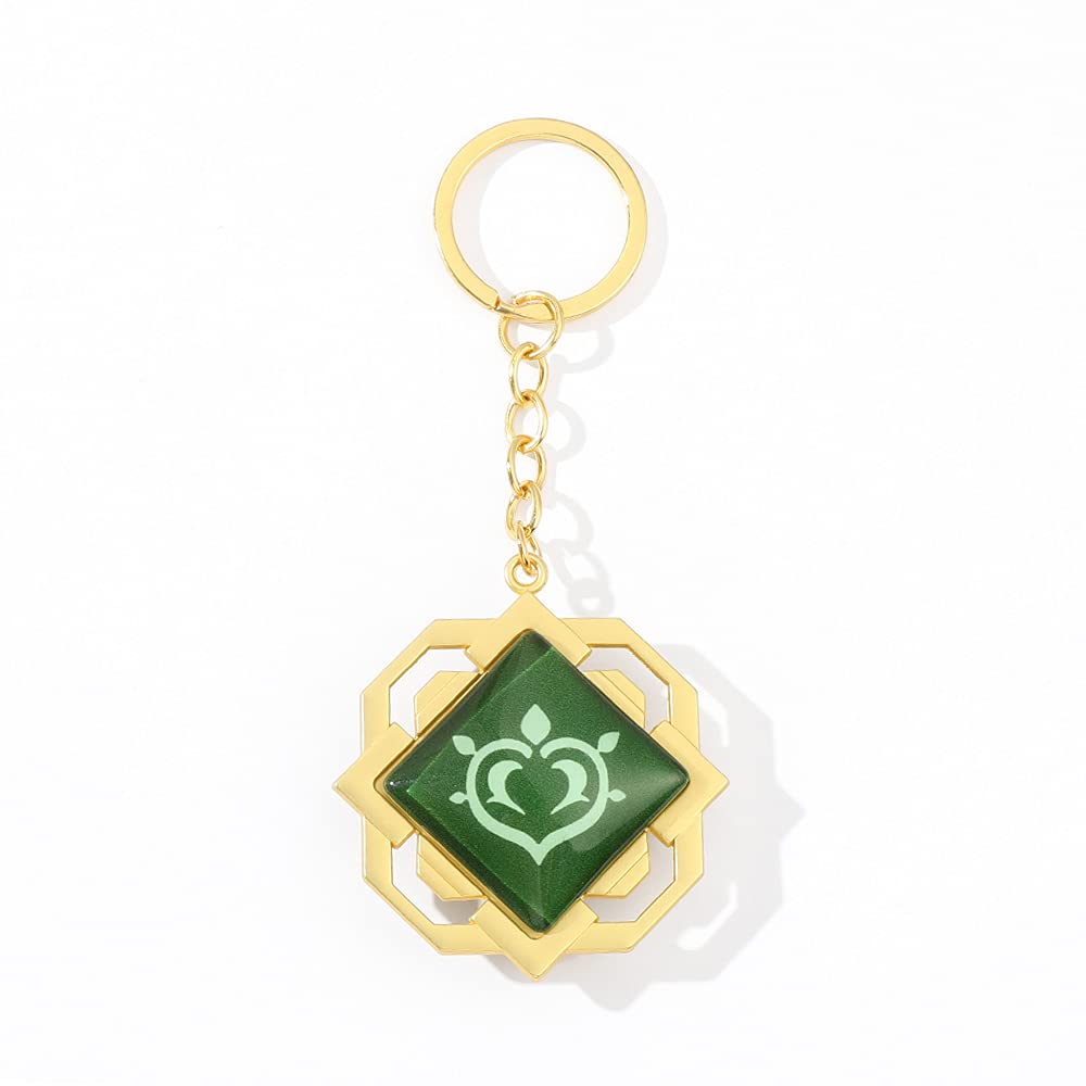 Luminous Liyue Vision Keychain - 2 Sides 3D Dendro Element Charm Keyring for Car Keys, Cosplay & Gifts | Anime Game Accessories for Genshin Impact Fans | Perfect for Keychains, Bag Charms & Collectibles