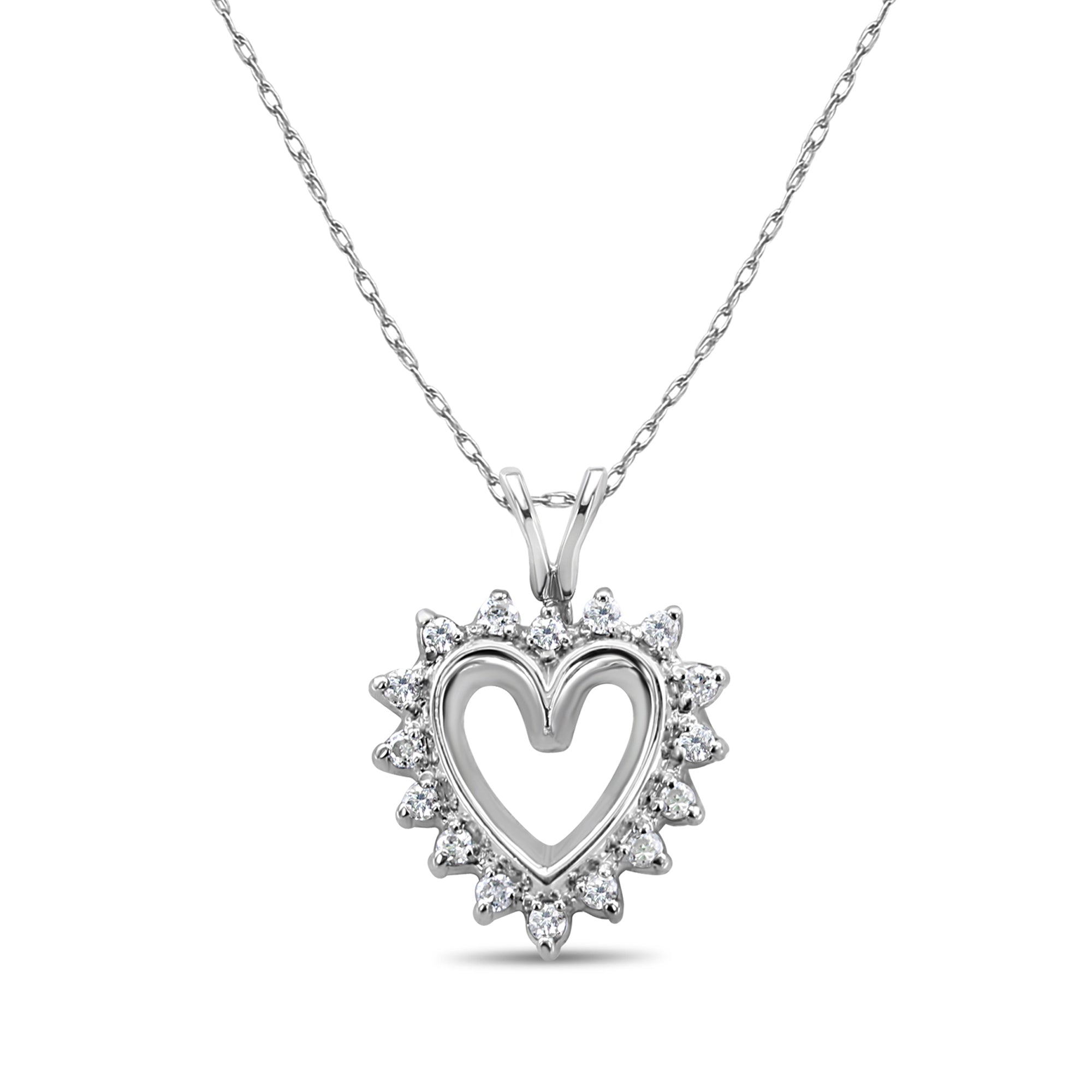 0.25 Carat Diamond Heart Pendant in 14K White Gold - Elegant Necklace for Women, Perfect for Valentine's Day, Anniversary & Romantic Gifts