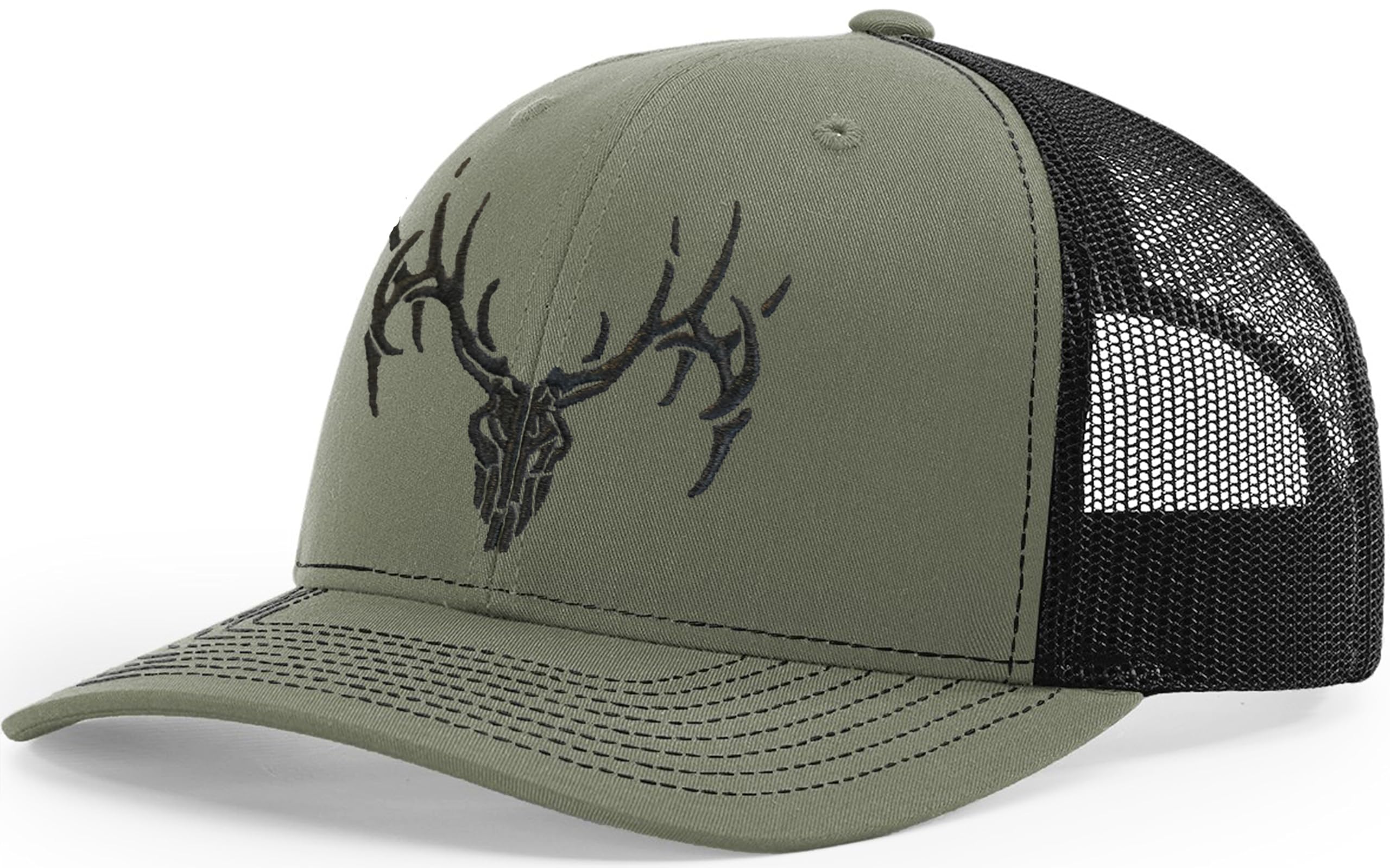 Deer Skull Trucker Hat for Men & Women - Adjustable Mesh Back Baseball Cap for Outdoor Hunting, Fishing, and Camping