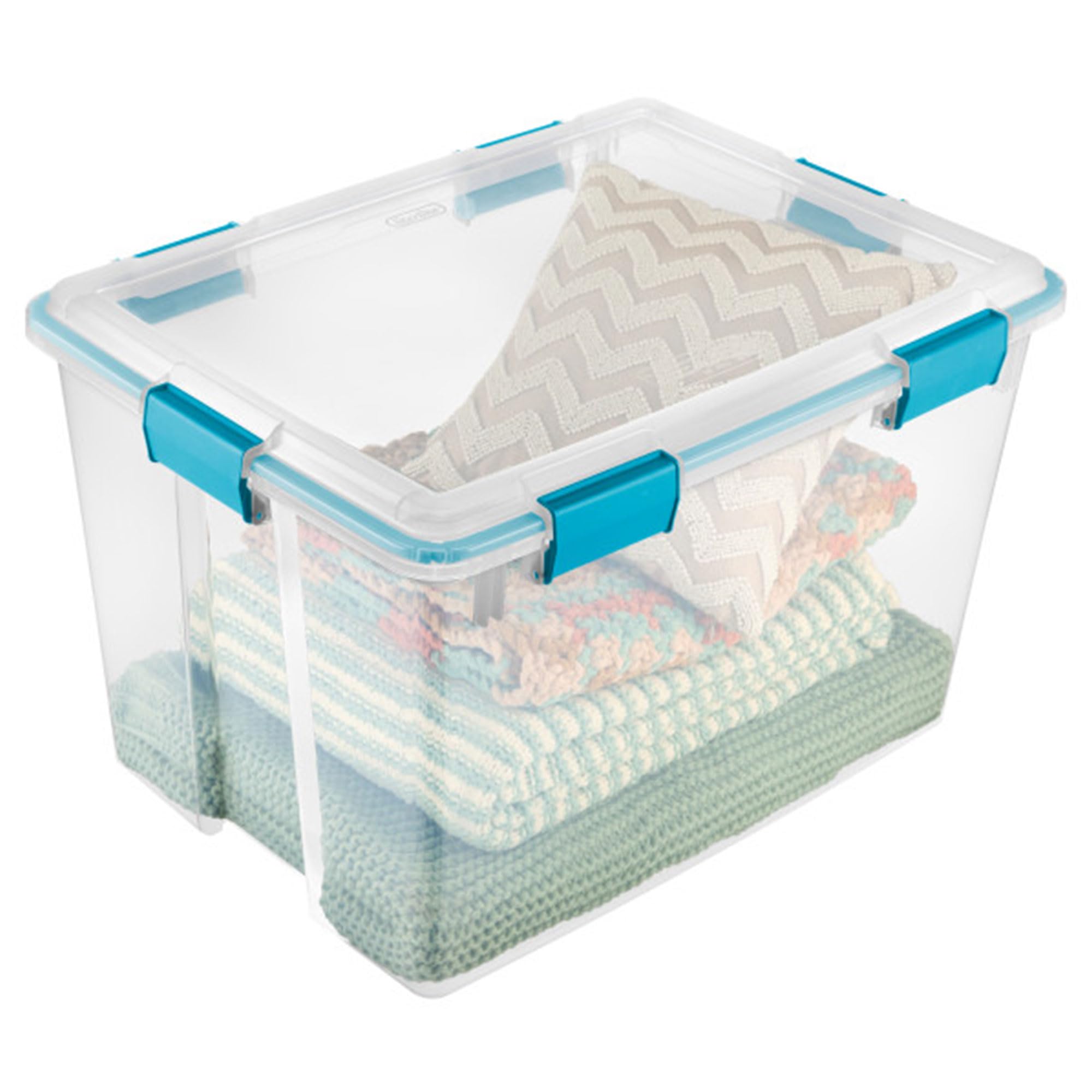 Sterilite 8-Pack 80 Quart Weatherproof Storage Bins with Secure Latching Lids - Airtight Plastic Containers for Home Organization, Garage Storage & Outdoor Gear Protection