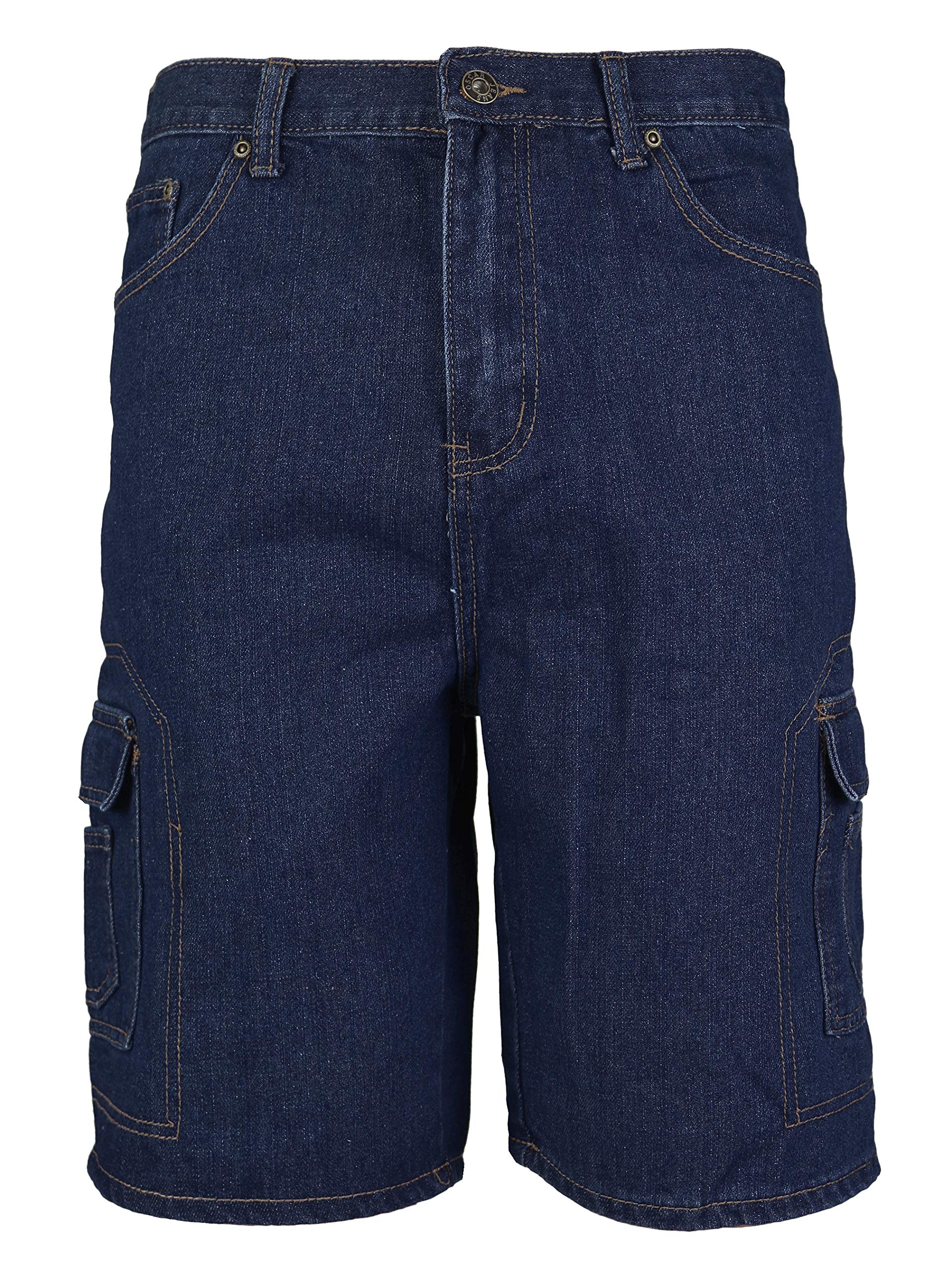 VKWear Men's Cotton Stonewash Cargo Pocket Denim Jean Shorts - Comfortable Casual Summer Shorts for Outdoor Activities, Travel & Streetwear Fashion