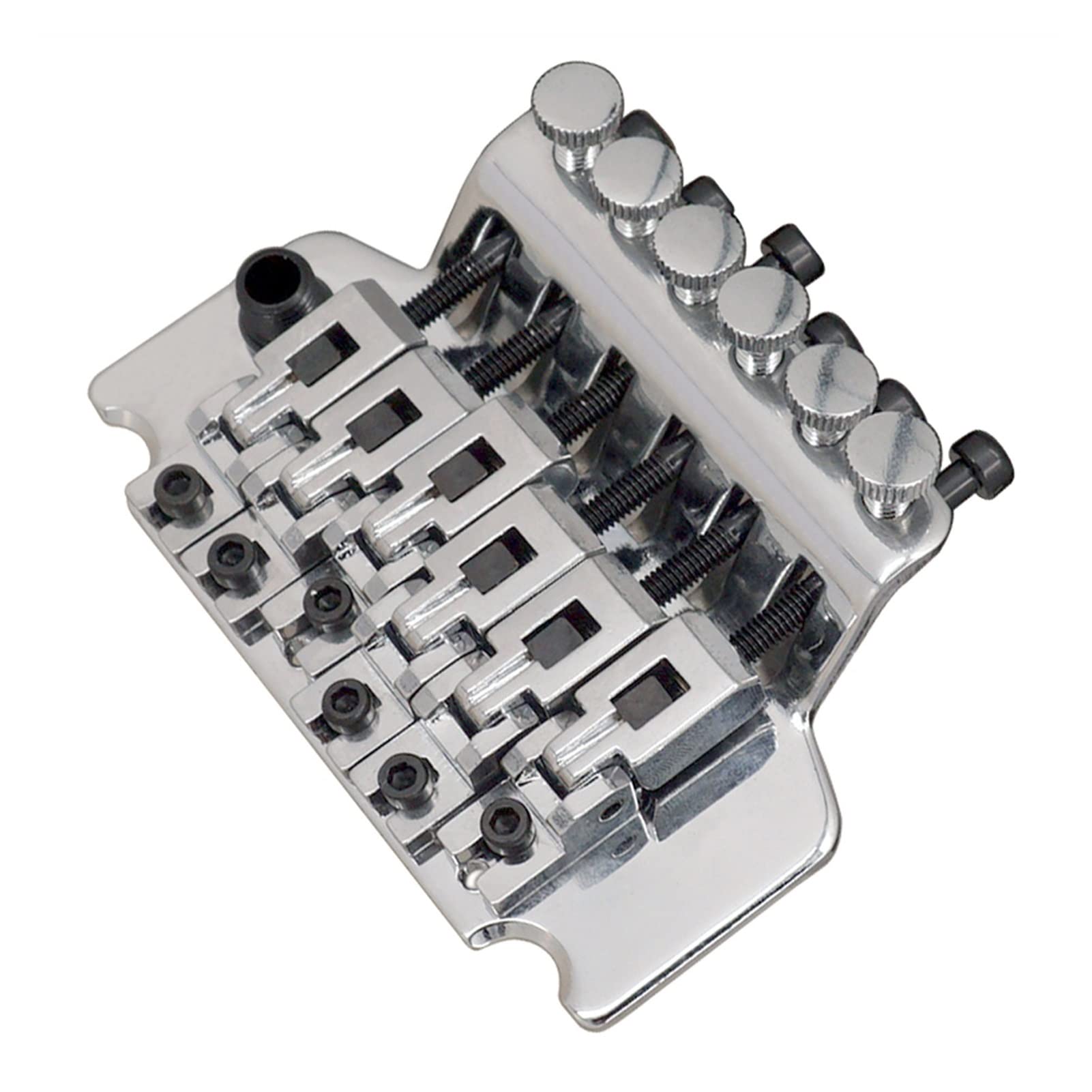 High-Quality 6-String Tremolo Bridge System with Double Roll Tailpiece - Silver Electric Guitar Replacement Bridge | Perfect for Rock, Blues & Metal Performances