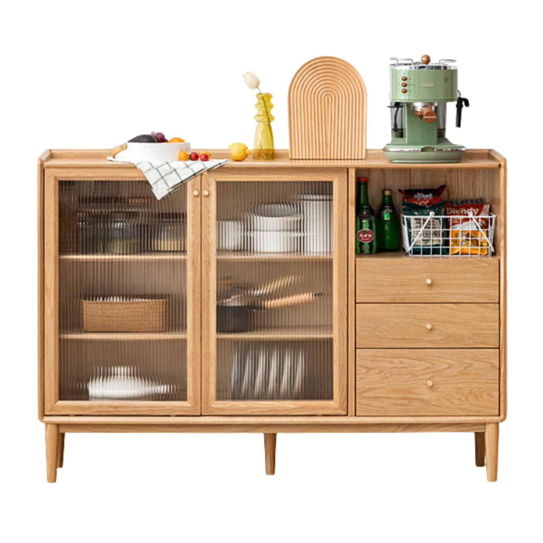 Premium Solid Wood Sideboard with Sliding Doors - Oak, Ash, Black Walnut & Cherry Options - Perfect for Dining Room Storage & Living Room Organization