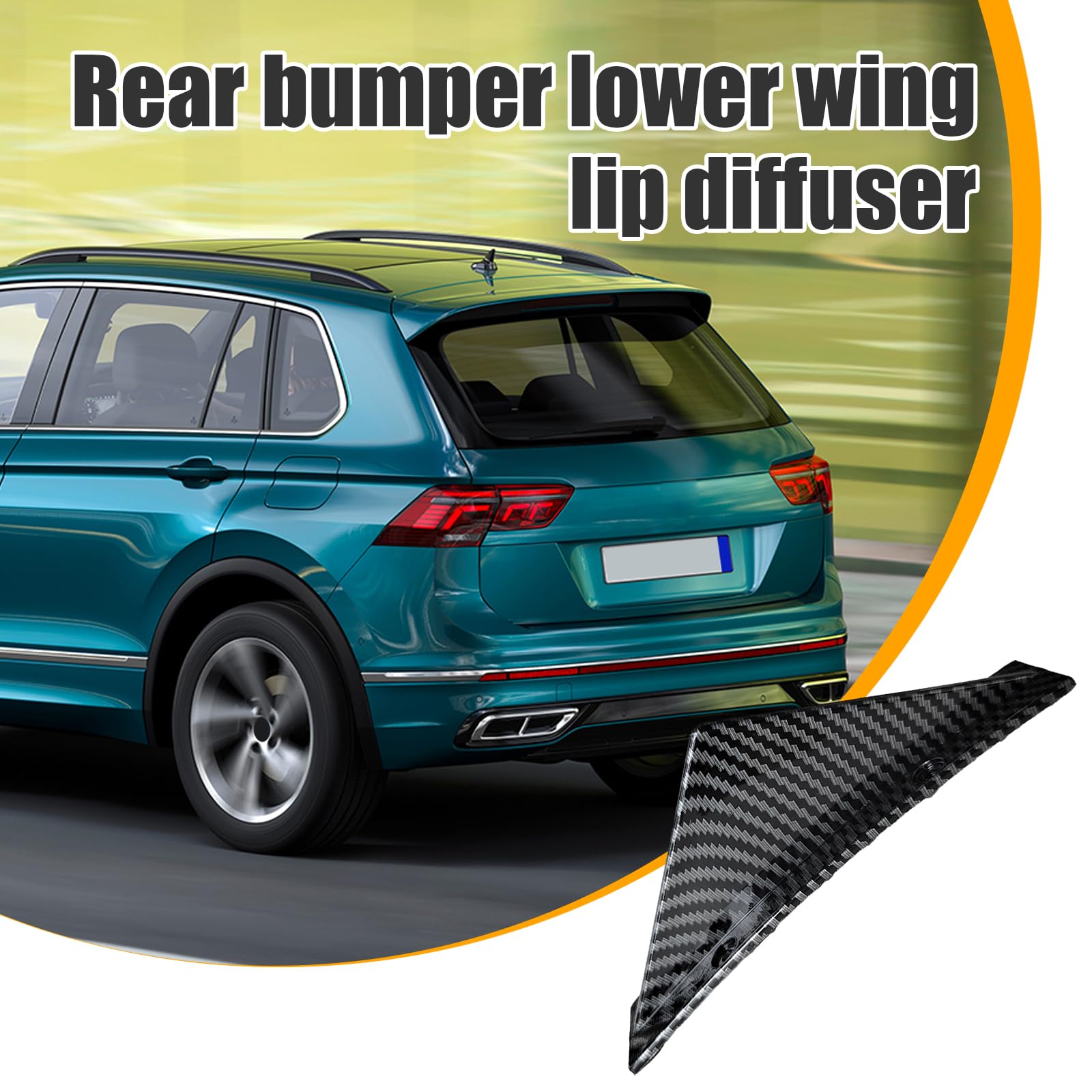 Augeny 4PCS Universal Rear Bumper Lip Diffuser Kit - Anti-Crash Curved Car Spoiler Protector with Screws for SUV & Sedan | Carbon Fiber Design | Enhances Aerodynamics & Style for Street Racing & Car Shows