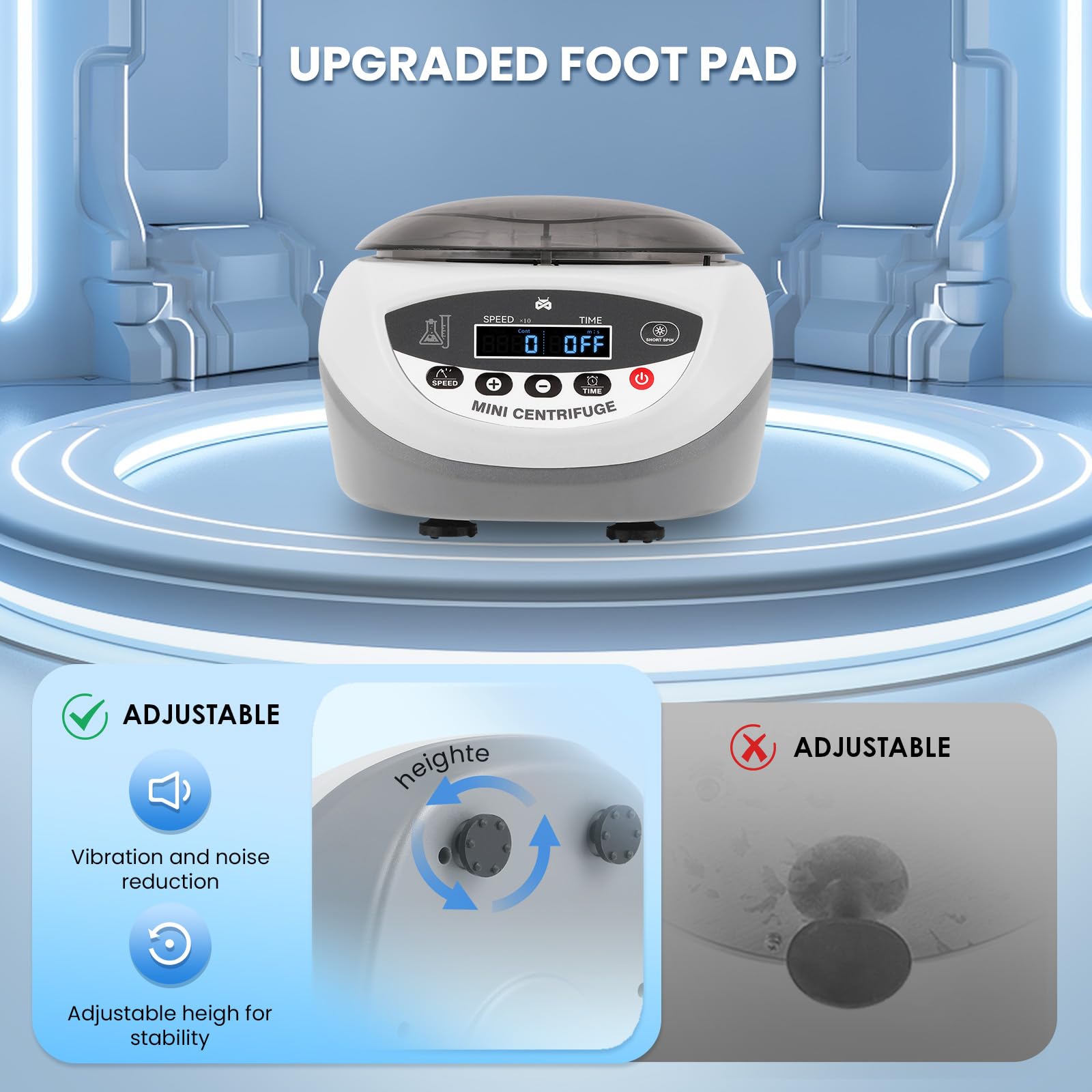 Mxmoonant Mini Centrifuge Machine 12000RPM - High Speed Lab Benchtop PCR Centrifuge for 0.2/0.5/1.5/2/5ml Tubes - Compact Electric Desktop Centrifuge for DNA/RNA Sample Preparation in Laboratories & Research Facilities