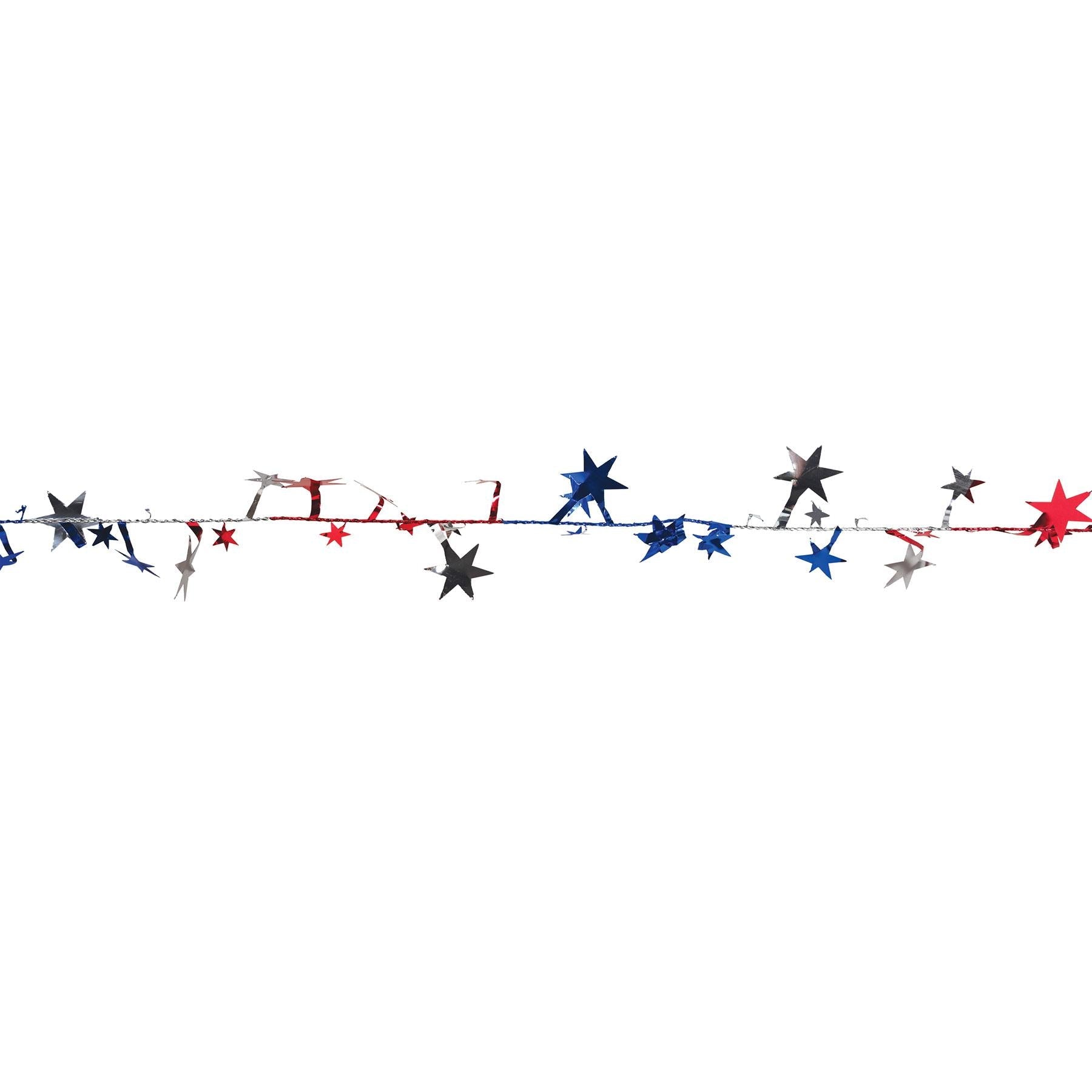 12 Pack Beistle Gleam 'N Flex Star Party Garland - Red, Silver, Blue Wire Decorations for Christmas, Birthday, Wedding & Holiday Celebrations