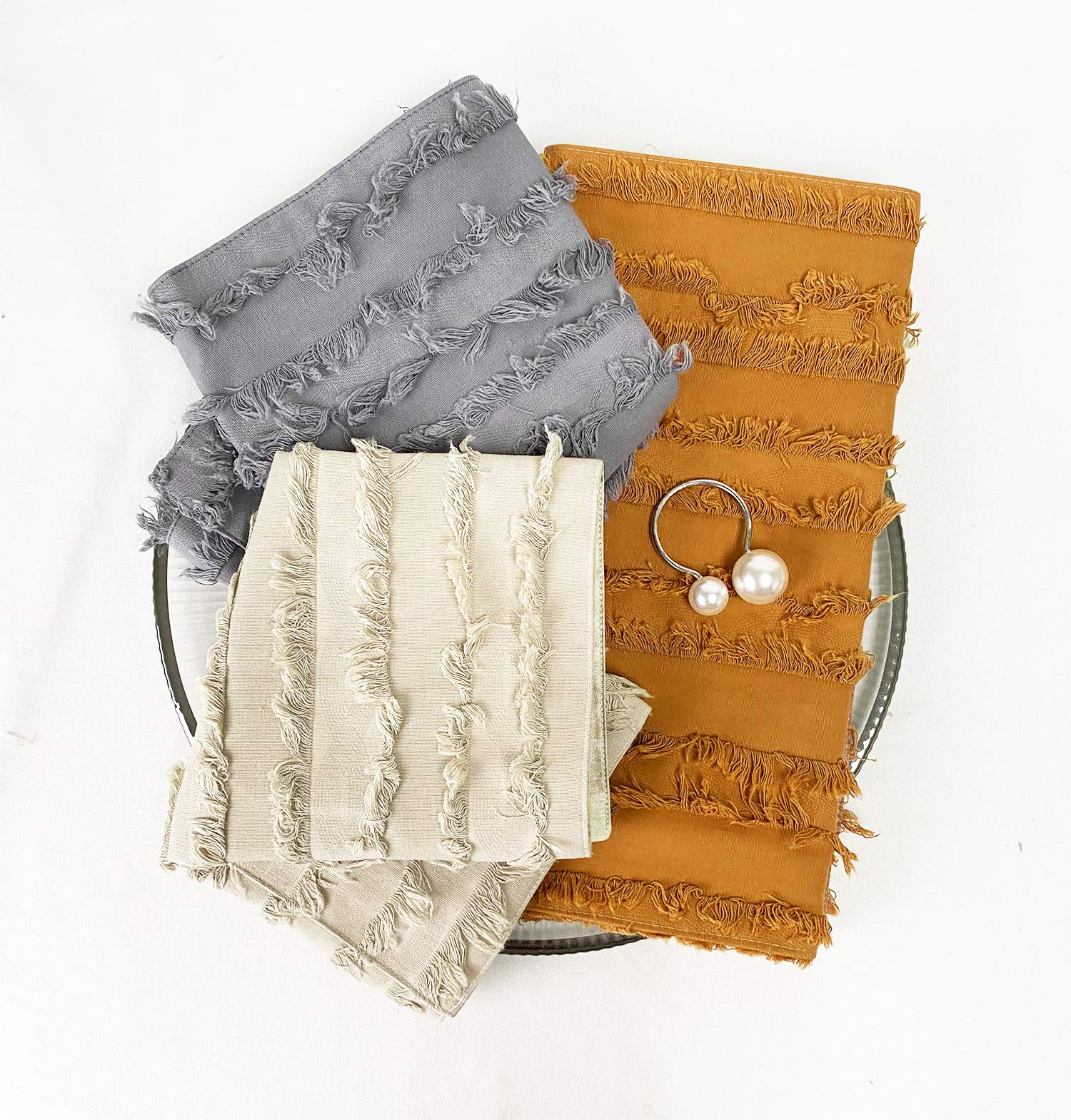Modern Fringe Stripe Cotton Table Placemats 13