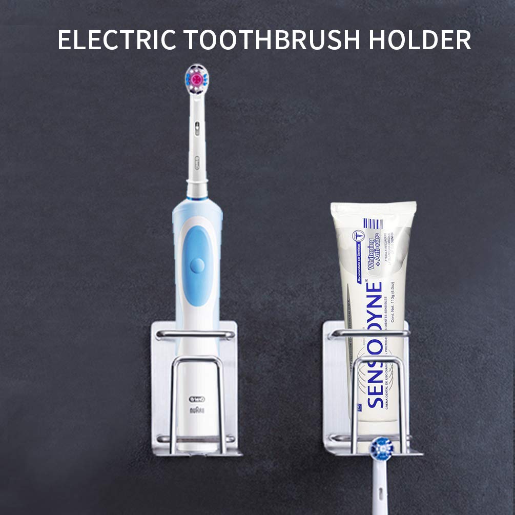 HANZE 304 Stainless Steel Toothbrush Holder - Wall Mounted 3-in-1 Bathroom Organizer with Toothpaste & Cup Holder | Rustproof Adhesive Mount for Shower, Sink, and Vanity Organization
