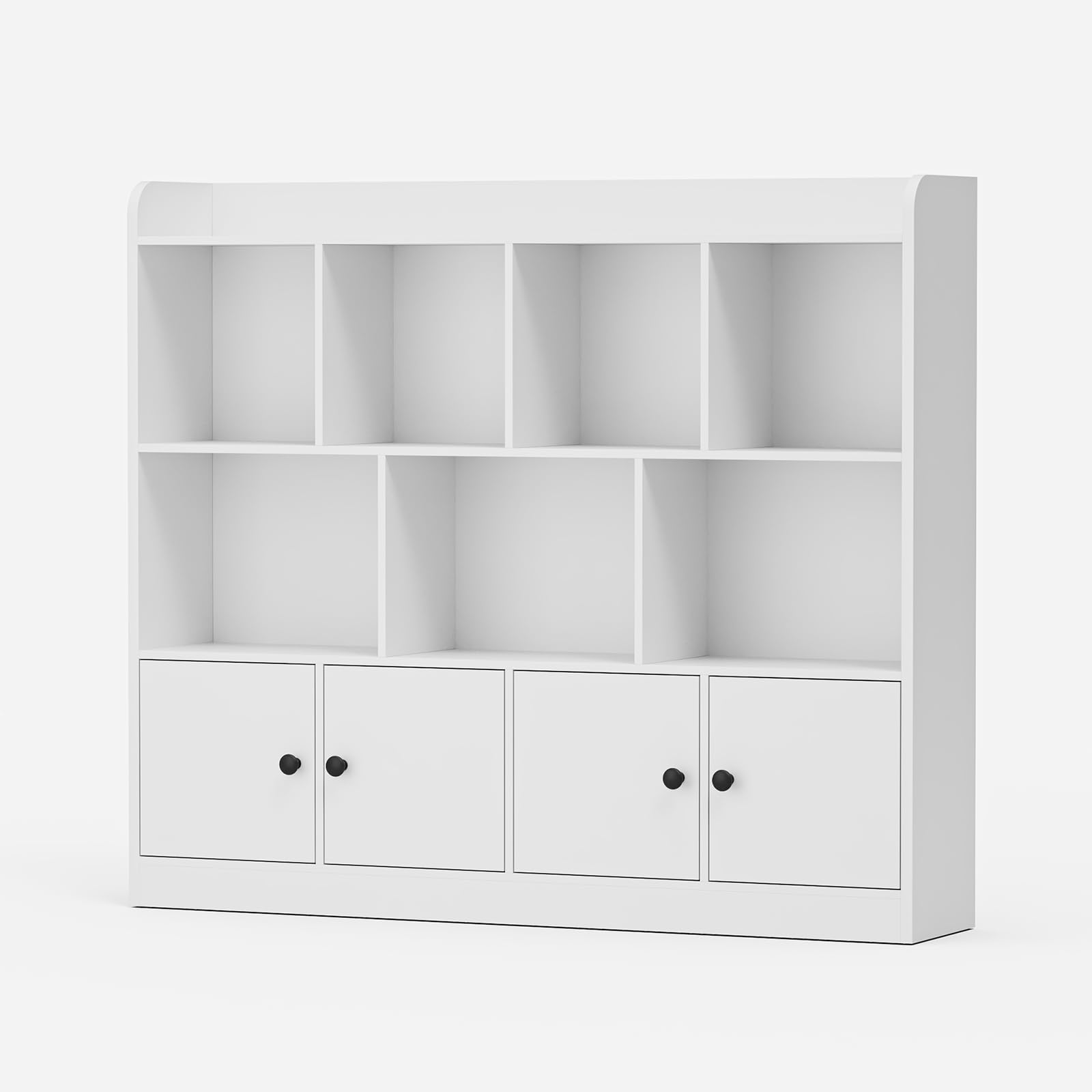 2 in 1 Large Toy Organizer and Storage Shelf - 4 Tier Kids Bookshelf with 11 Storage Cubbies - White Wooden Storage Cabinet for Daycare, School, Classroom, Playroom, Nursery & Kindergarten - Perfect for Organizing Toys, Books & Learning Supplies