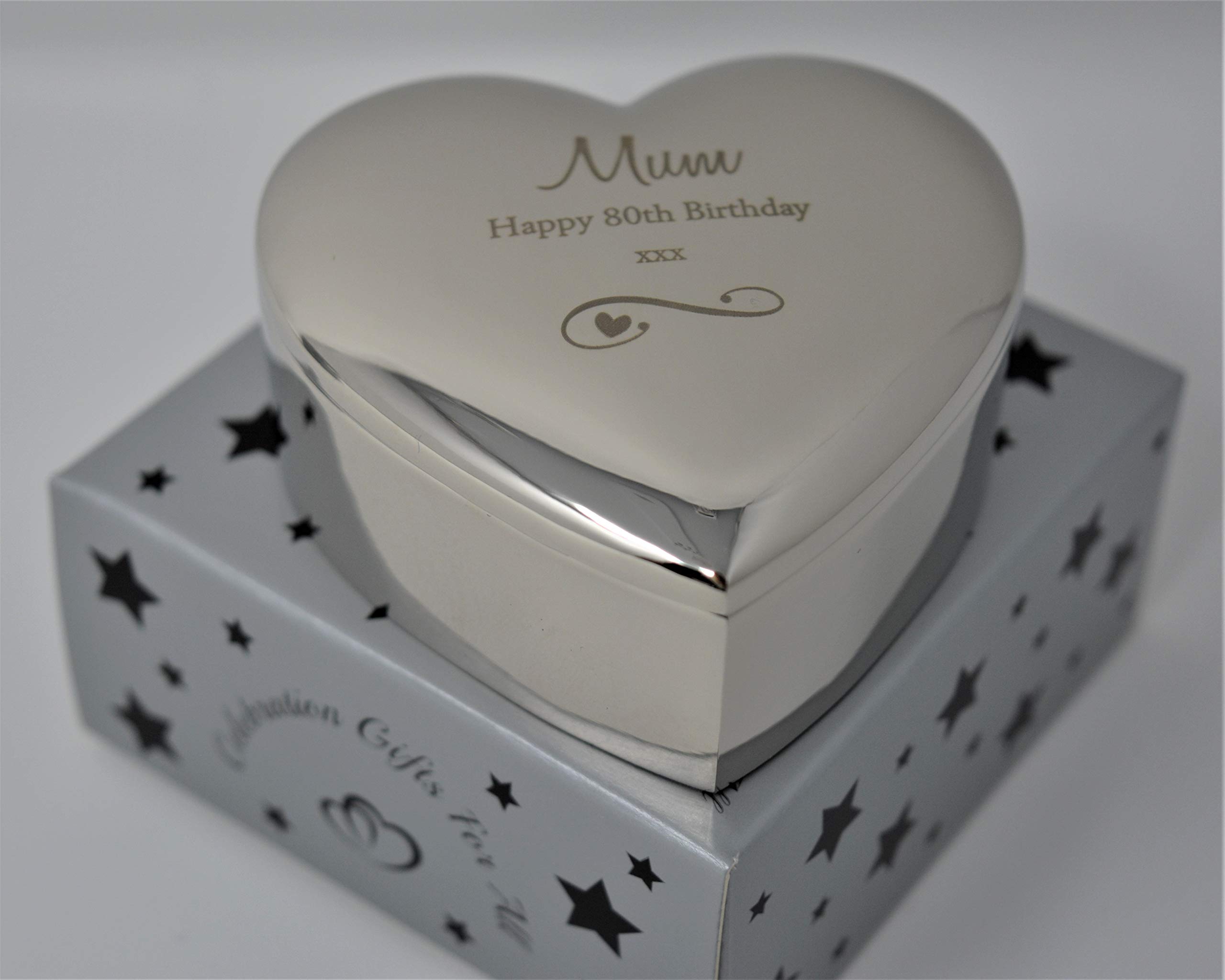 80th Birthday Heart Trinket Box - Elegant Keepsake Jewelry Gift for Women, Mom, Grandma - Perfect for 80th Birthday Celebrations, Mother's Day & Special Occasions