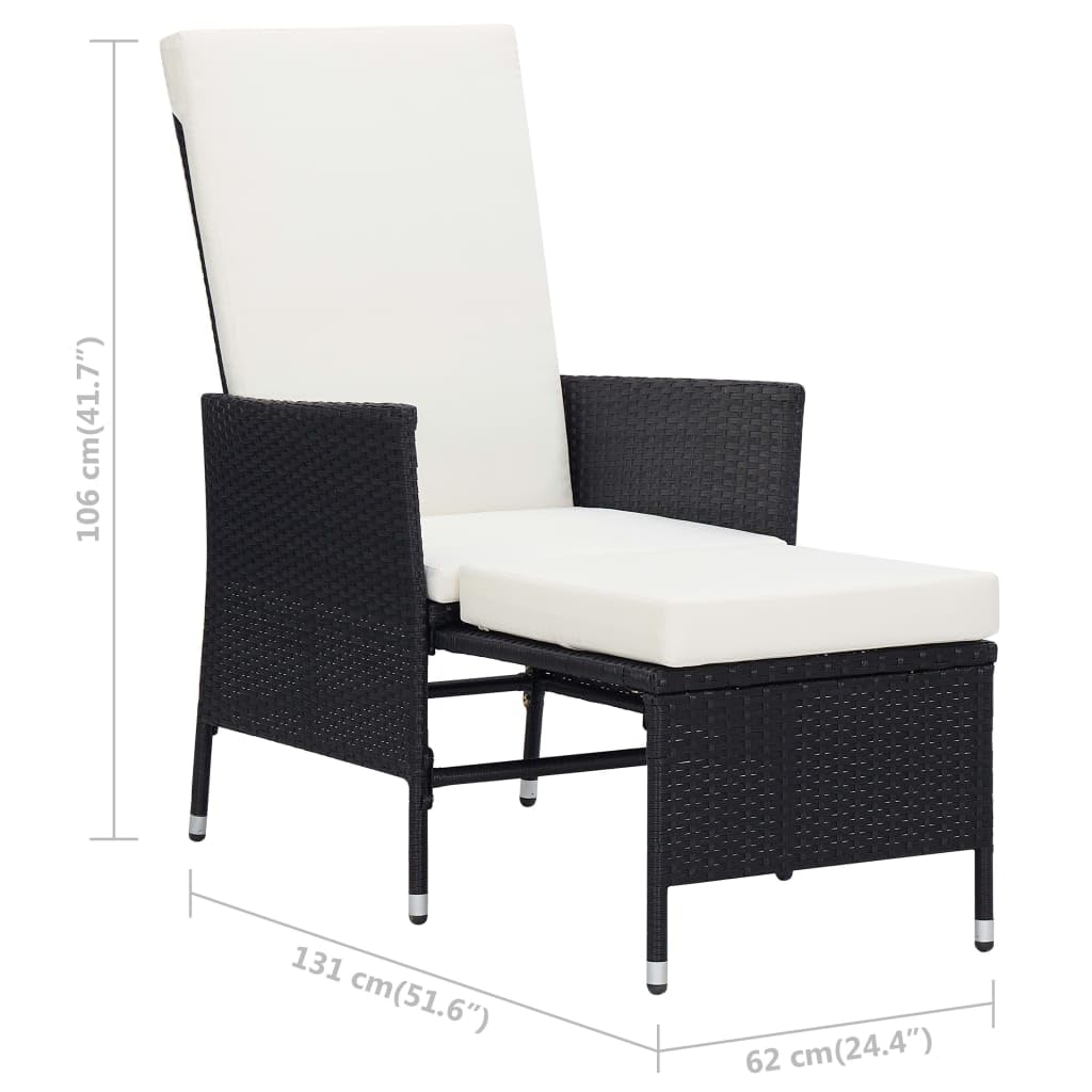 vidaXL 2-Piece Black Poly Rattan Patio Lounge Set with Cushions - Outdoor Armchair & Tea Table Furniture for Garden, Poolside, and Backyard Relaxation
