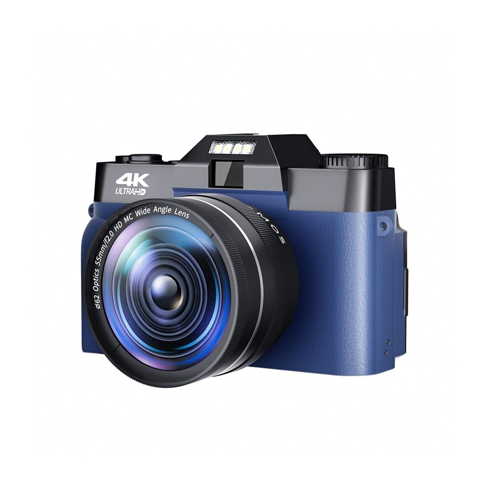 4K Auto Focus Vintage Digital Camera with 52mm Wide Angle Lens & WiFi - Compact Vlogging Camcorder for YouTube, Travel, and Live Streaming (Includes 32GB TF Card, Blue)