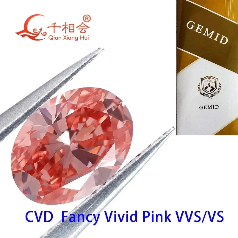 1.1ct & 1.6ct Lab-Grown CVD Diamond - Fancy Vivid Pink Oval Shape (VS/VVS Clarity) | GEMID Certified Loose Stones for Jewelry Making & Engagement Rings