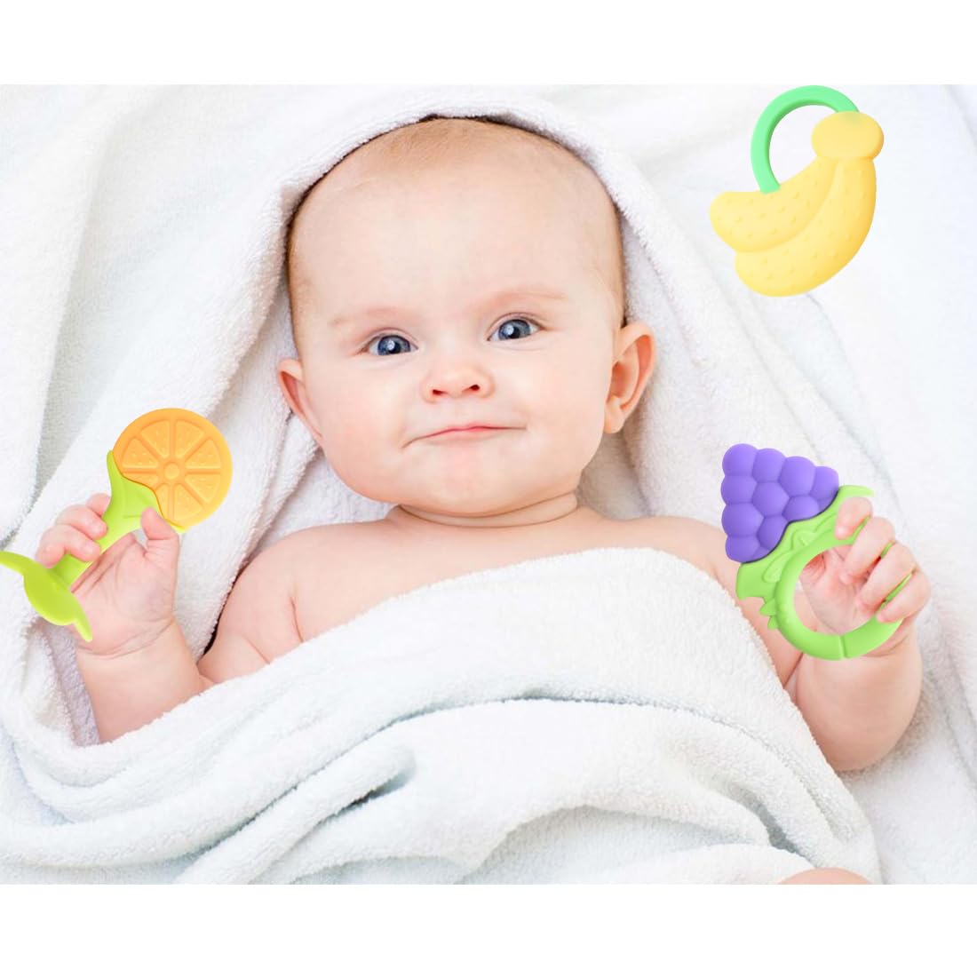 6 PCS BPA-Free Silicone Baby Teething Toys | Freezer Safe Organic Infant Teethers | Soft & Textured for Natural Brain Development | Perfect for Soothing Sore Gums & Early Learning Playtime